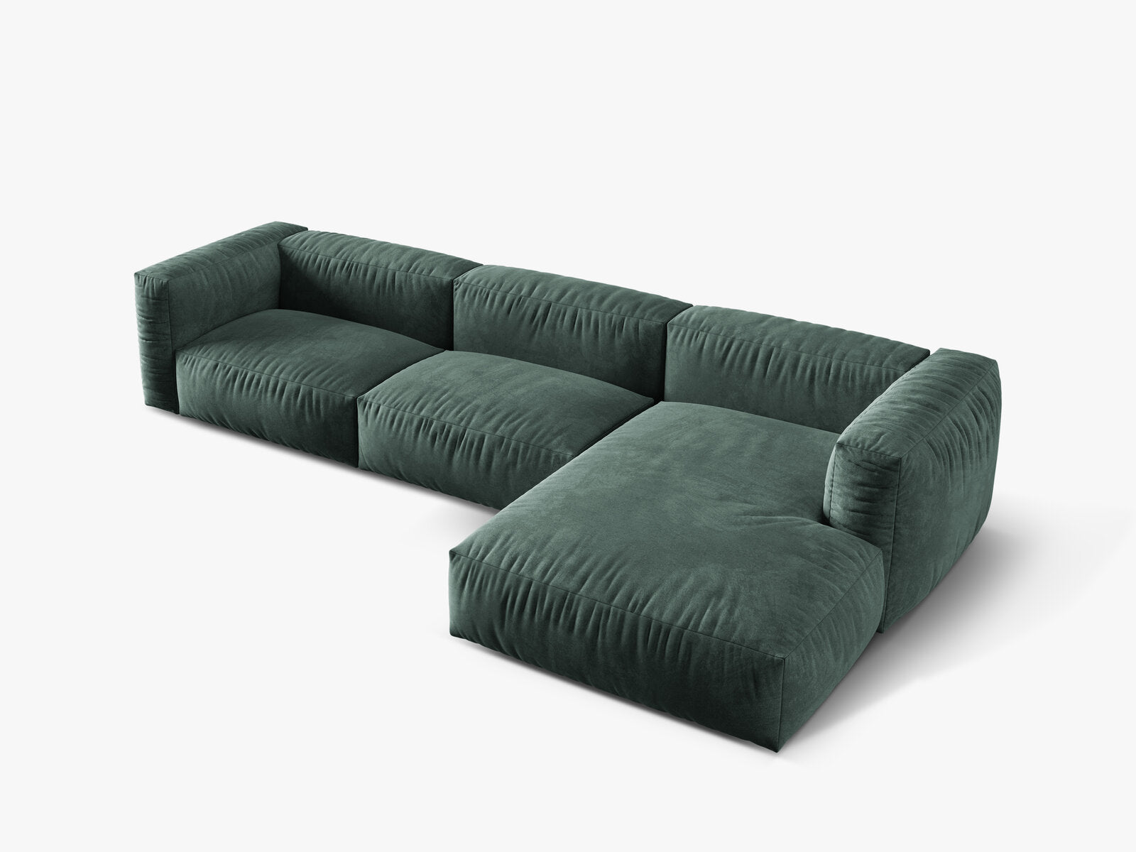Micadoni Ecksofa Martina 3-Sitzer Rechts Samt Vogue Petrol