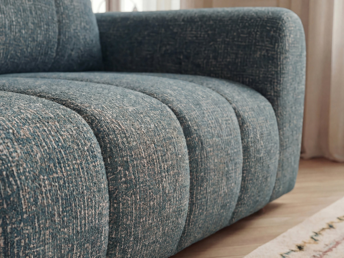 Bobochic Nesty Ecksofa 272 cm Melange-Stoff Blau Ecke links