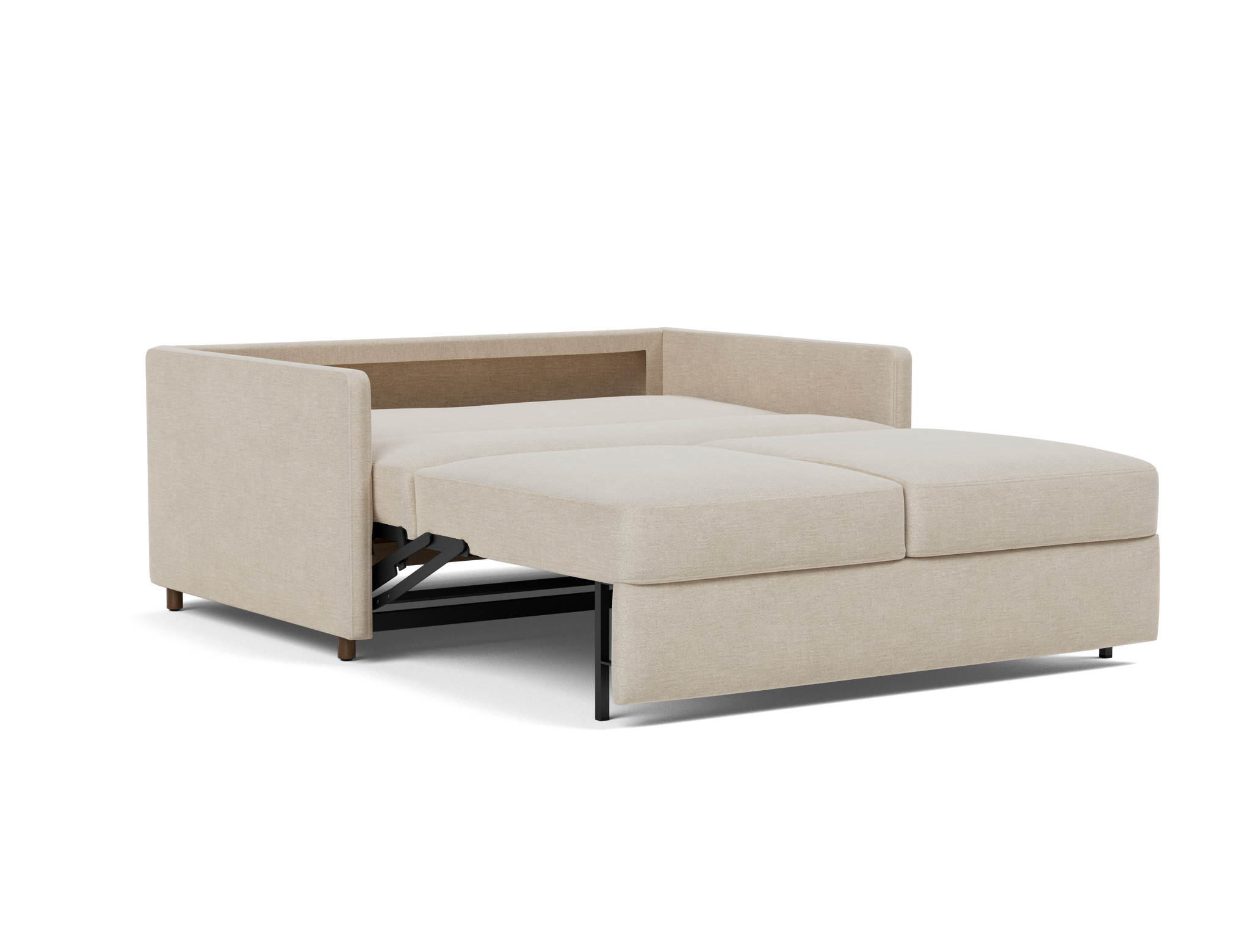 Schlafsofa Neah mit Slim-Armlehnen 140 Flachgewebe Phobos 586-Latte