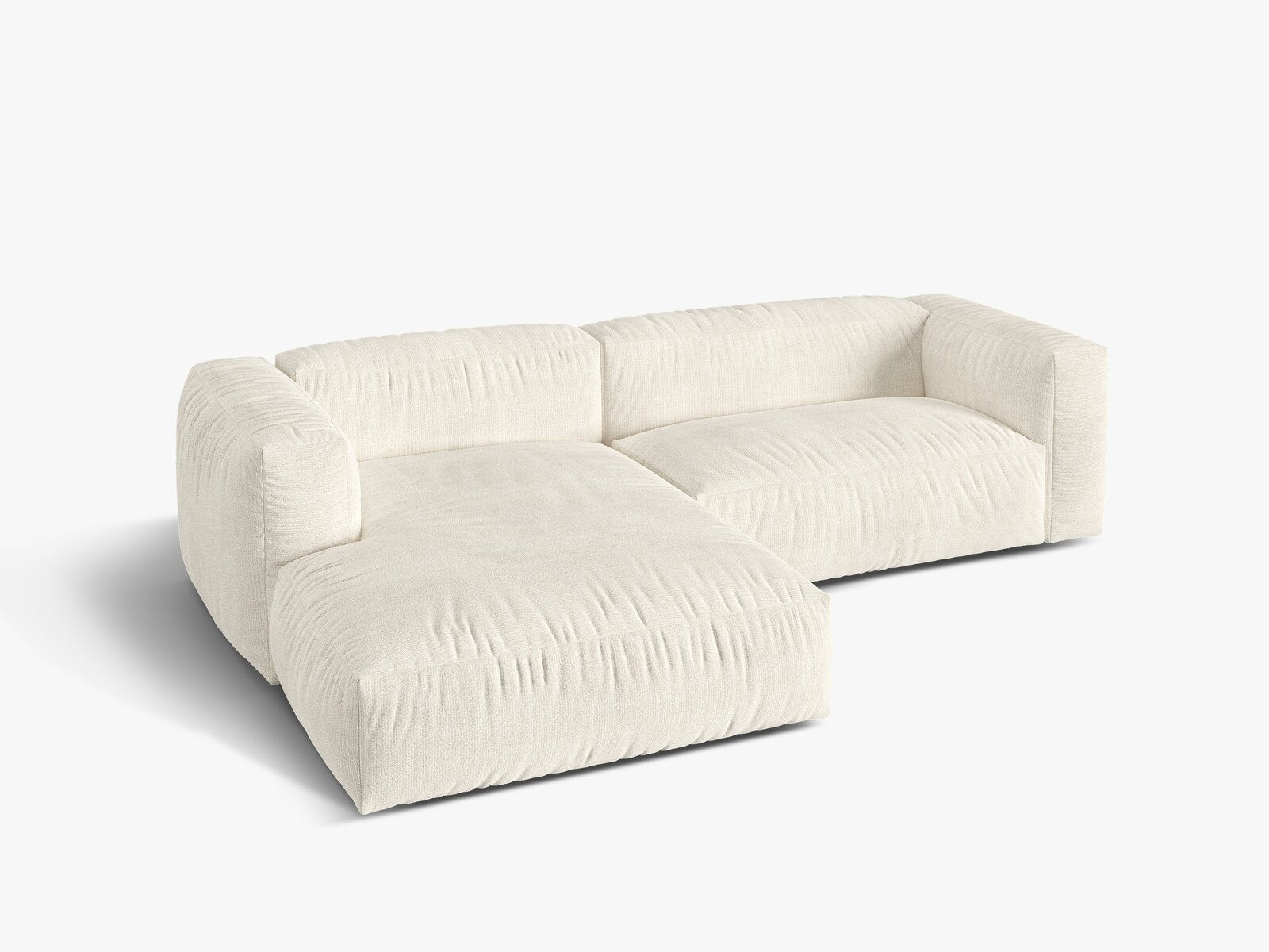 Micadoni Ecksofa Martina 2-Sitzer Links Boucle Monet Elfenbein