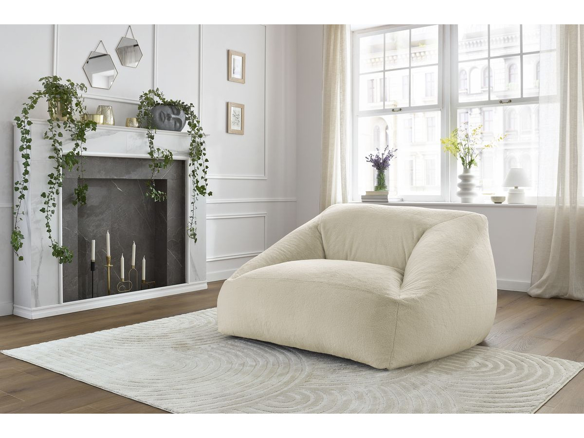 Bobochic Lilibet Pouf Kunstfell Weiß