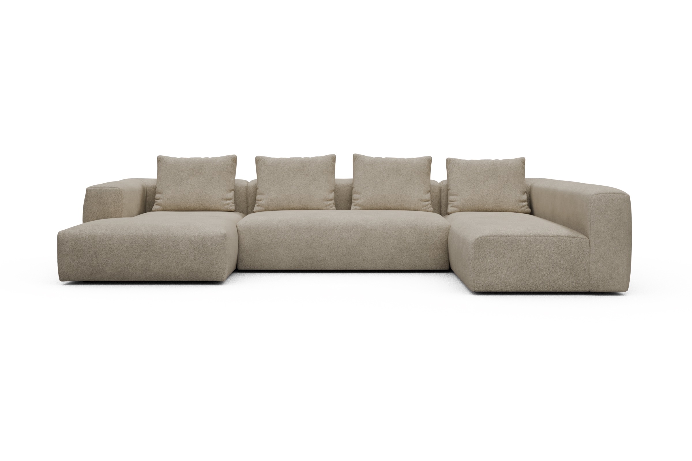 Skandi Home Wohnlandschaft Fred Chaiselongue links mit 2-Sitzer und lange Armlehne rechts Boucle-Belge moebelfaktor