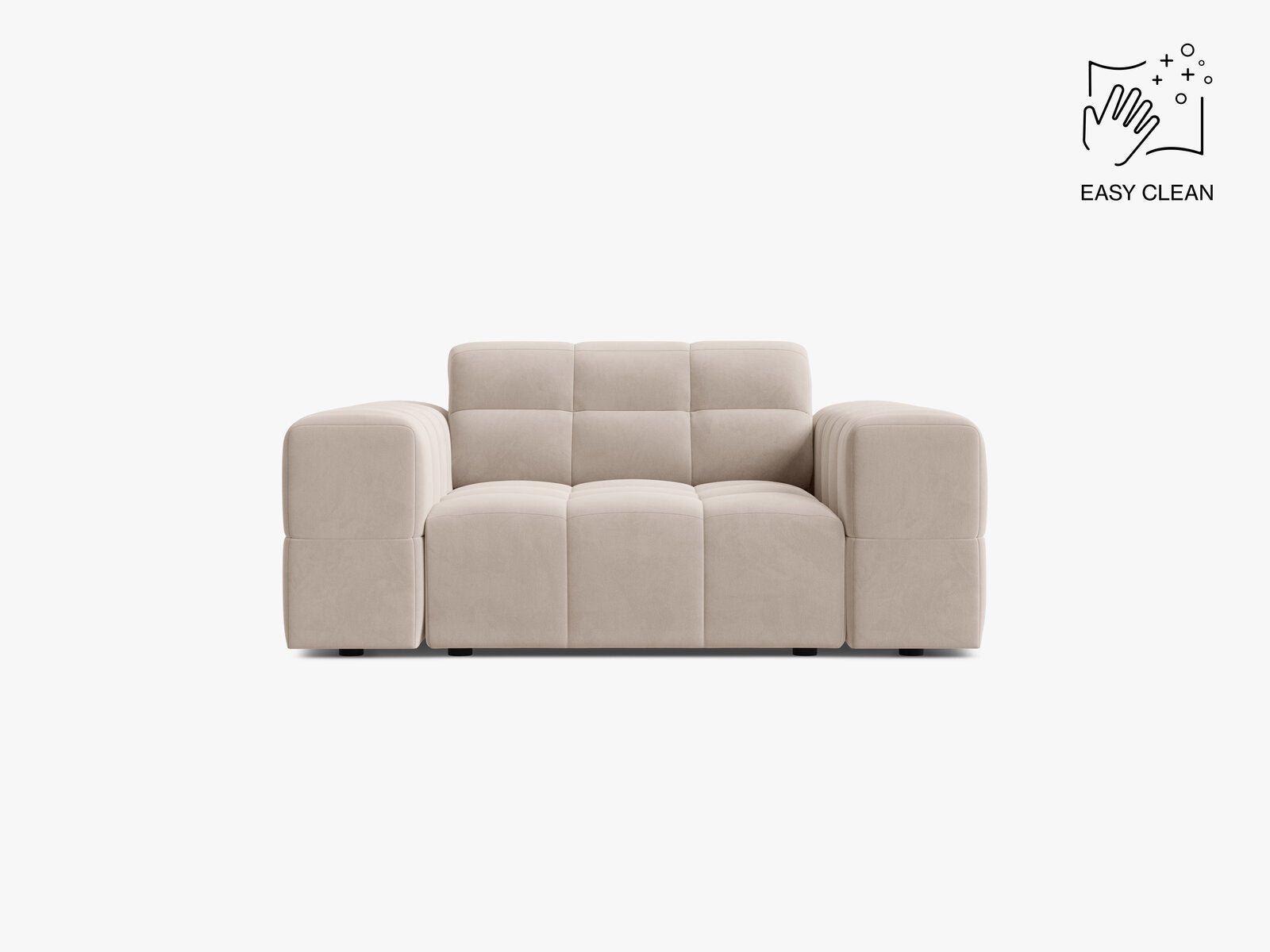 Micadoni Sessel Jennifer 1-Sitzer Samt Venus Helles Beige