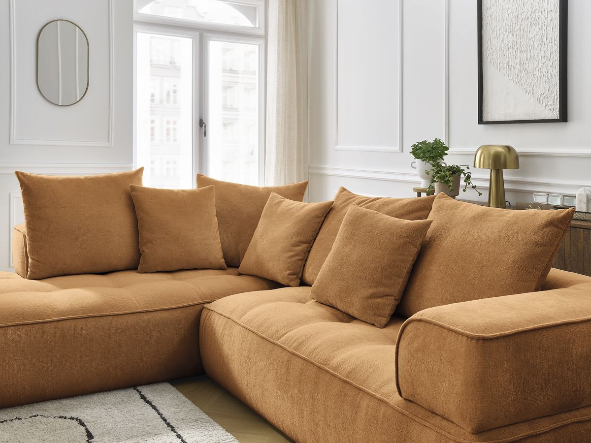 Bobochic Whesley Ecksofa Stoff Gelb Ecke rechts