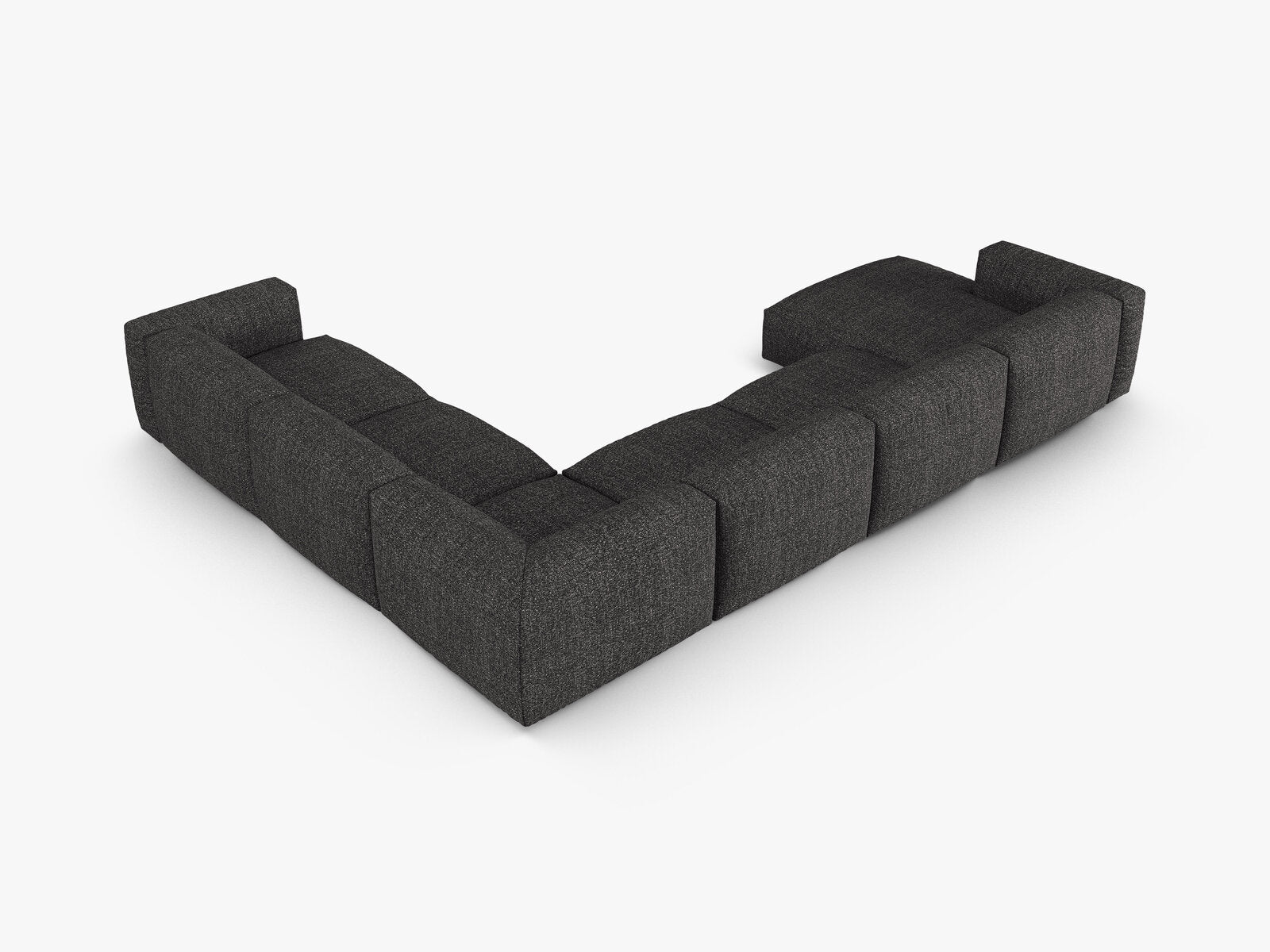 Micadoni modulares Ecksofa XL Martina 6-Sitzer 90cm Sitztiefe Rechts Boucle Monet Anthrazit