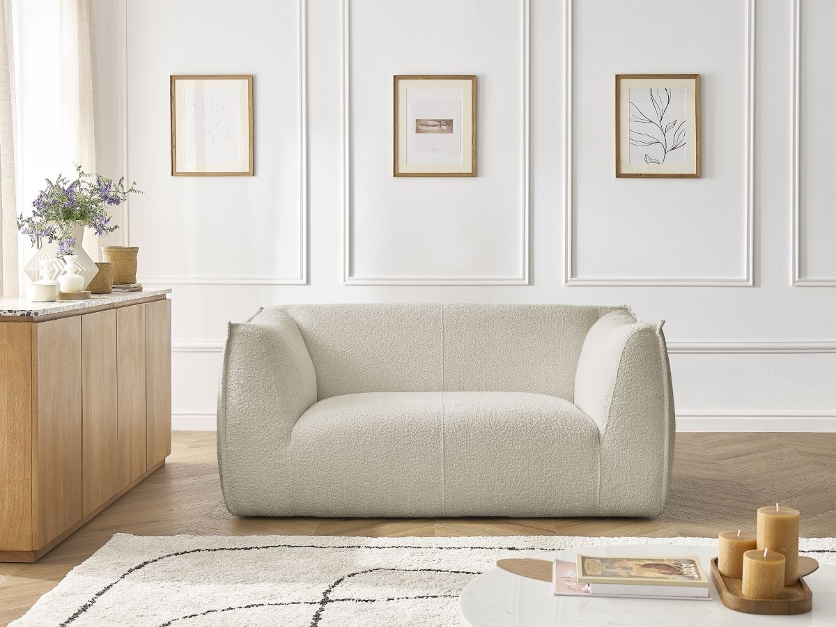 Bobochic Giorgia Sofa 2-Sitzer Bouclé-Stoff Beige