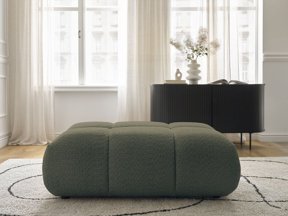 Bobochic Alya Pouf Bouclé-Stoff Grün
