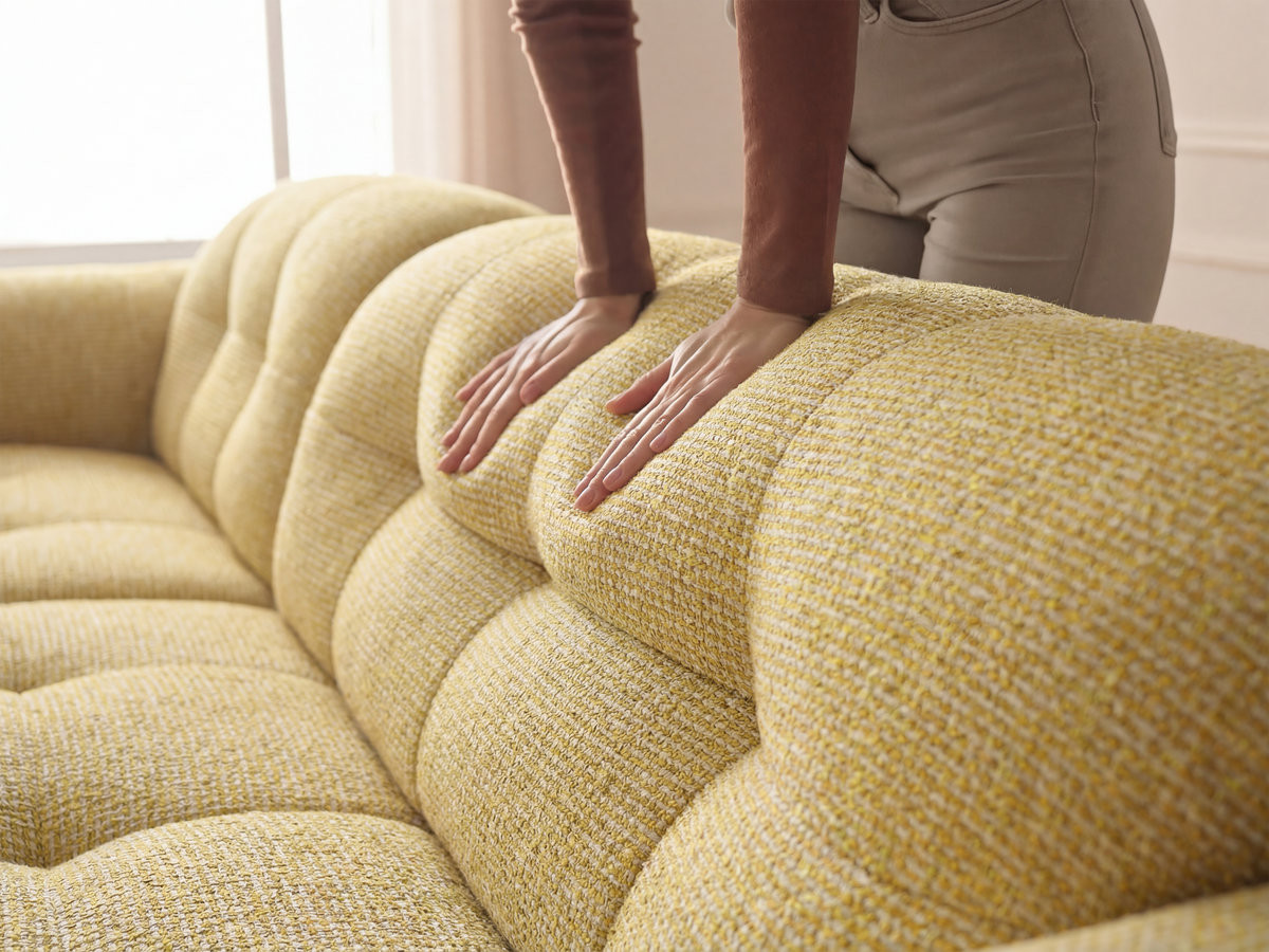 Bobochic Laura Sofa 3-Sitzer Melange-Stoff Gelb