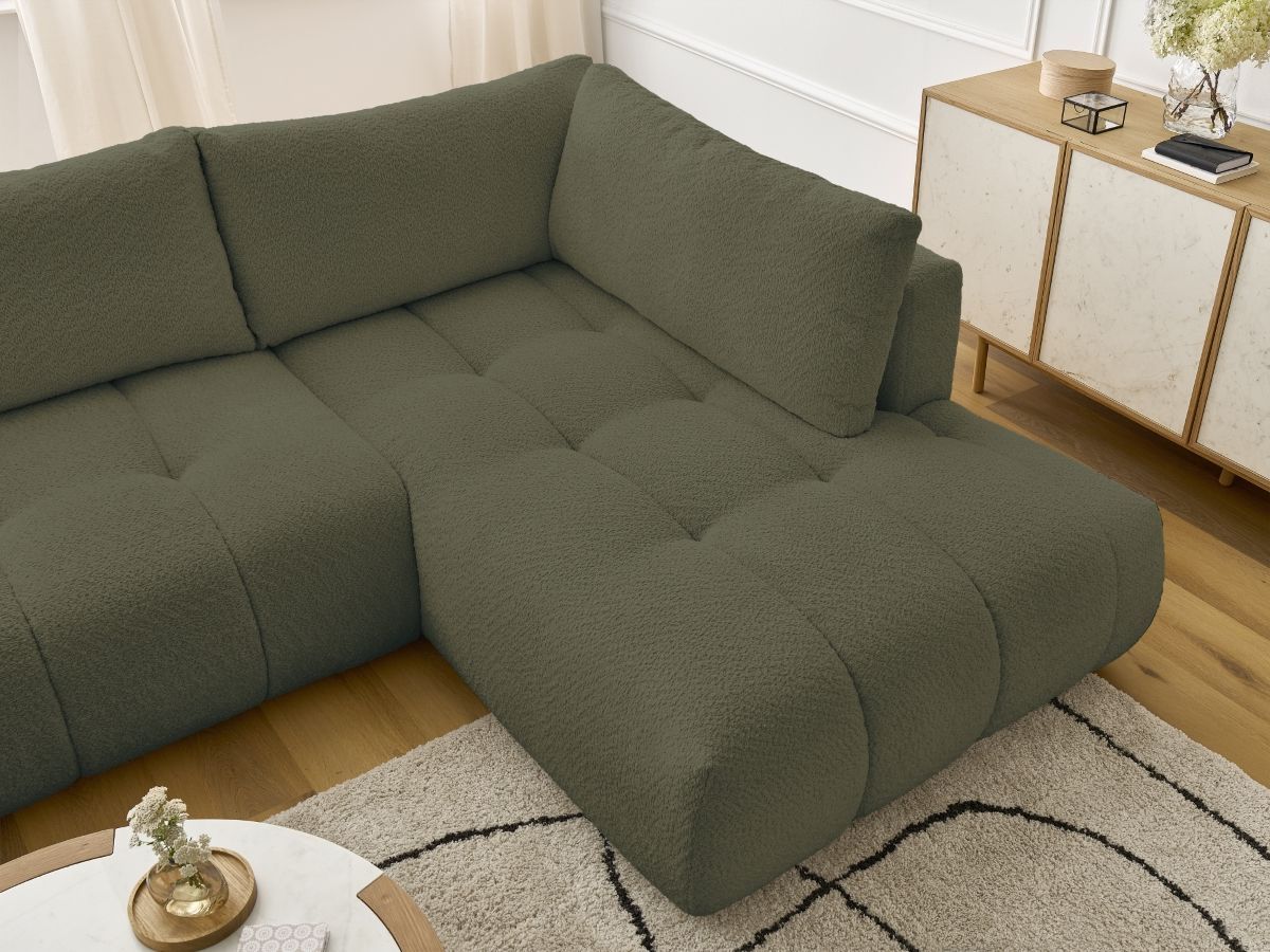 Bobochic Fuji Wohnlandschaft Bouclé-Stoff Grün Ecke links