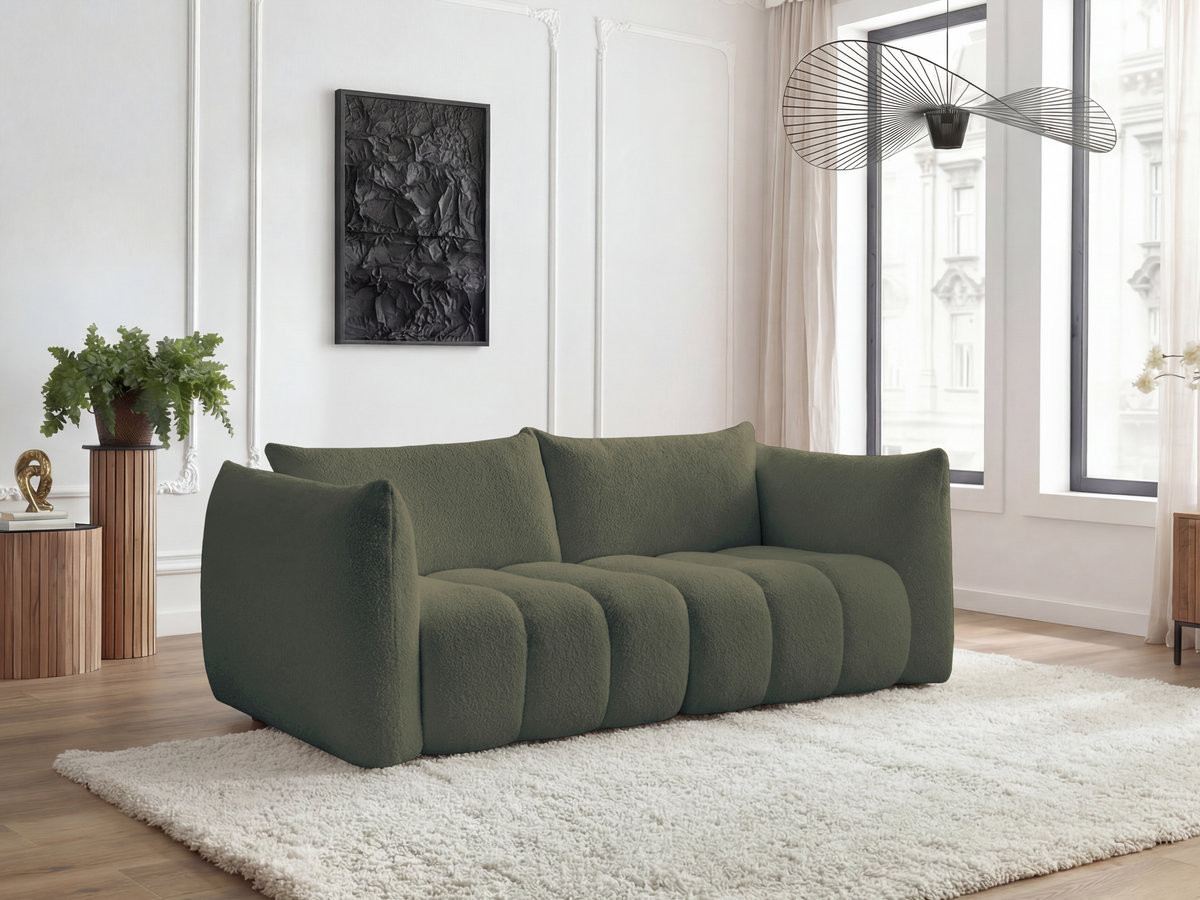 Bobochic Azra Sofa 3-Sitzer Bouclé-Stoff Grün