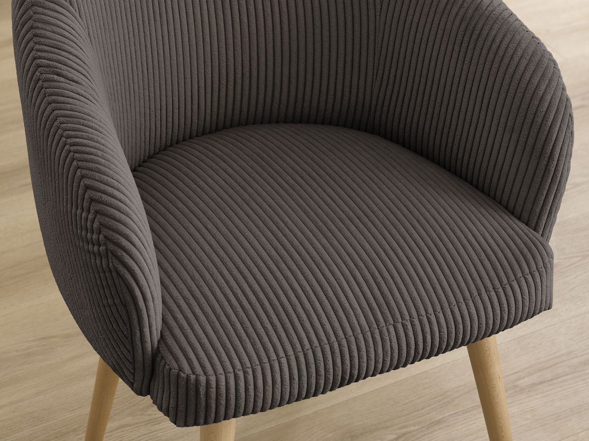 Bobochic Sophie Esszimmerstuhl 2er-Set mit skandinavischen Holzbeinen Cordsamt Taupe