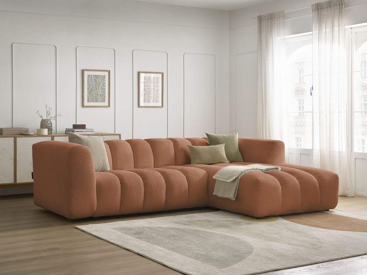 Bobochic Talia Ecksofa Melange-Stoff Orange Ecke rechts