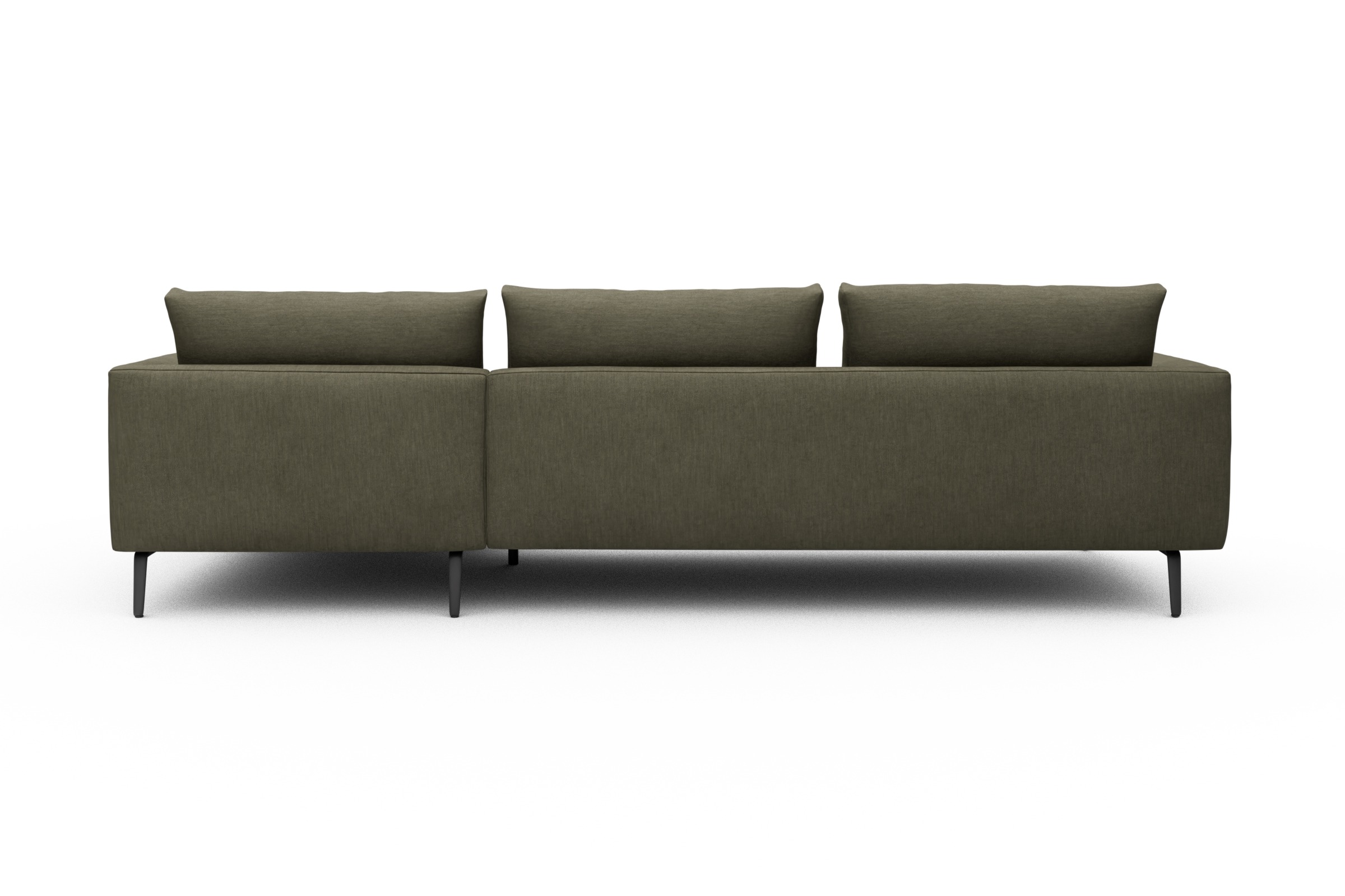 Ecksofa Karl Chaiselongue rechts mit 2,5-Sitzer Vivus-Dusty-Olive