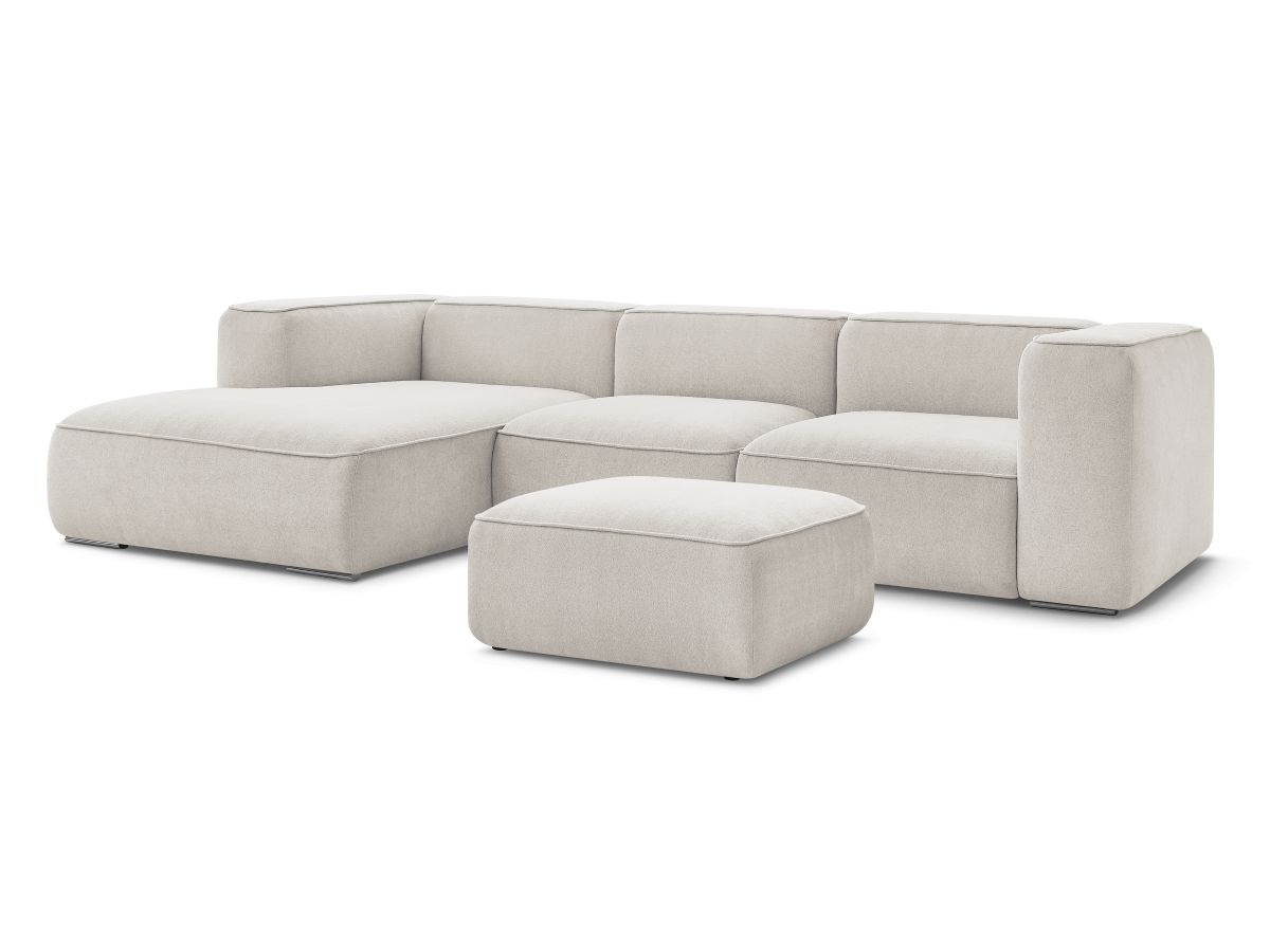 Bobochic Zephyr Ecksofa mit Pouf 349 × 165 cm Strukturstoff Beige Ecke links