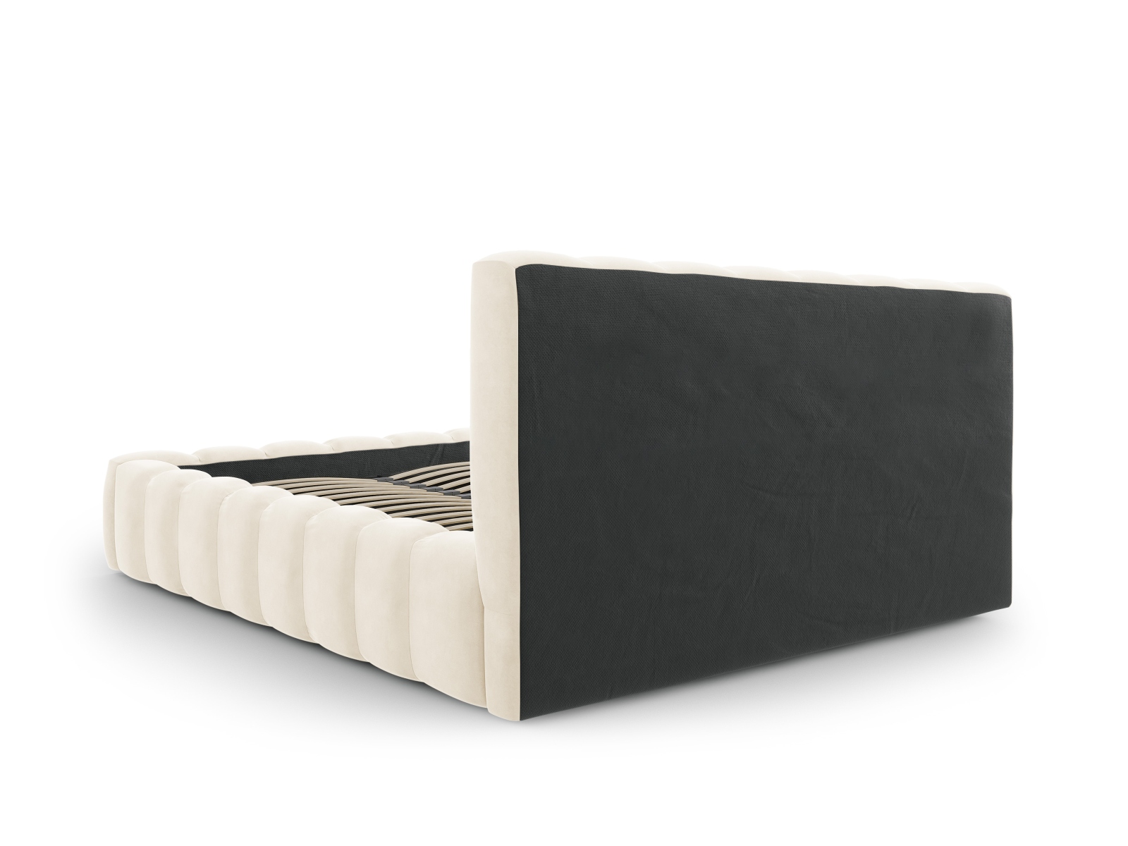 Cosmopolitan Design Stauraumbett mit Kopfteil Palma 200x200 Samt Bluvel Helles Beige