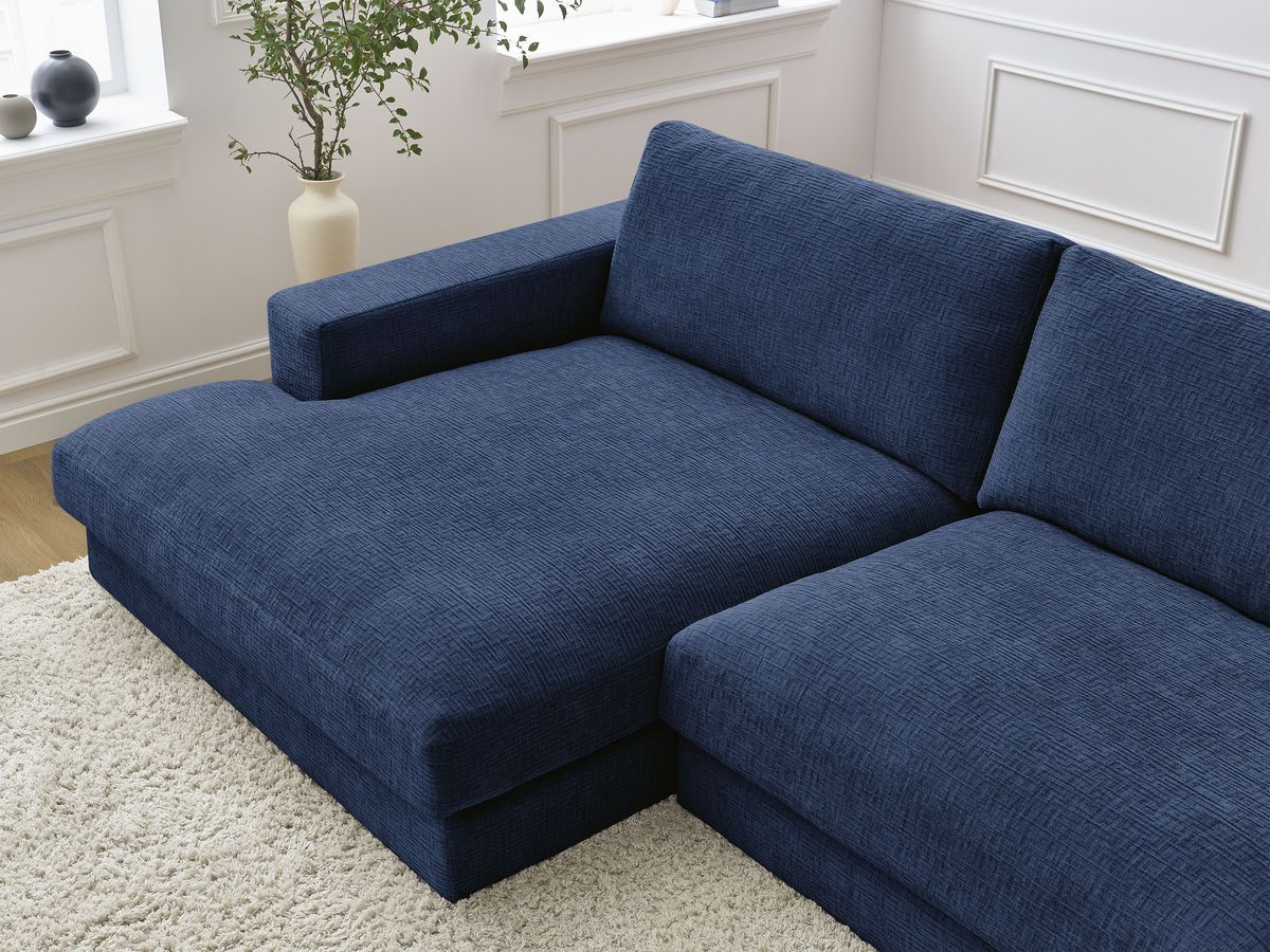 Bobochic Leonard Ecksofa 234 × 159 cm Strukturstoff Dunkelblau Ecke links
