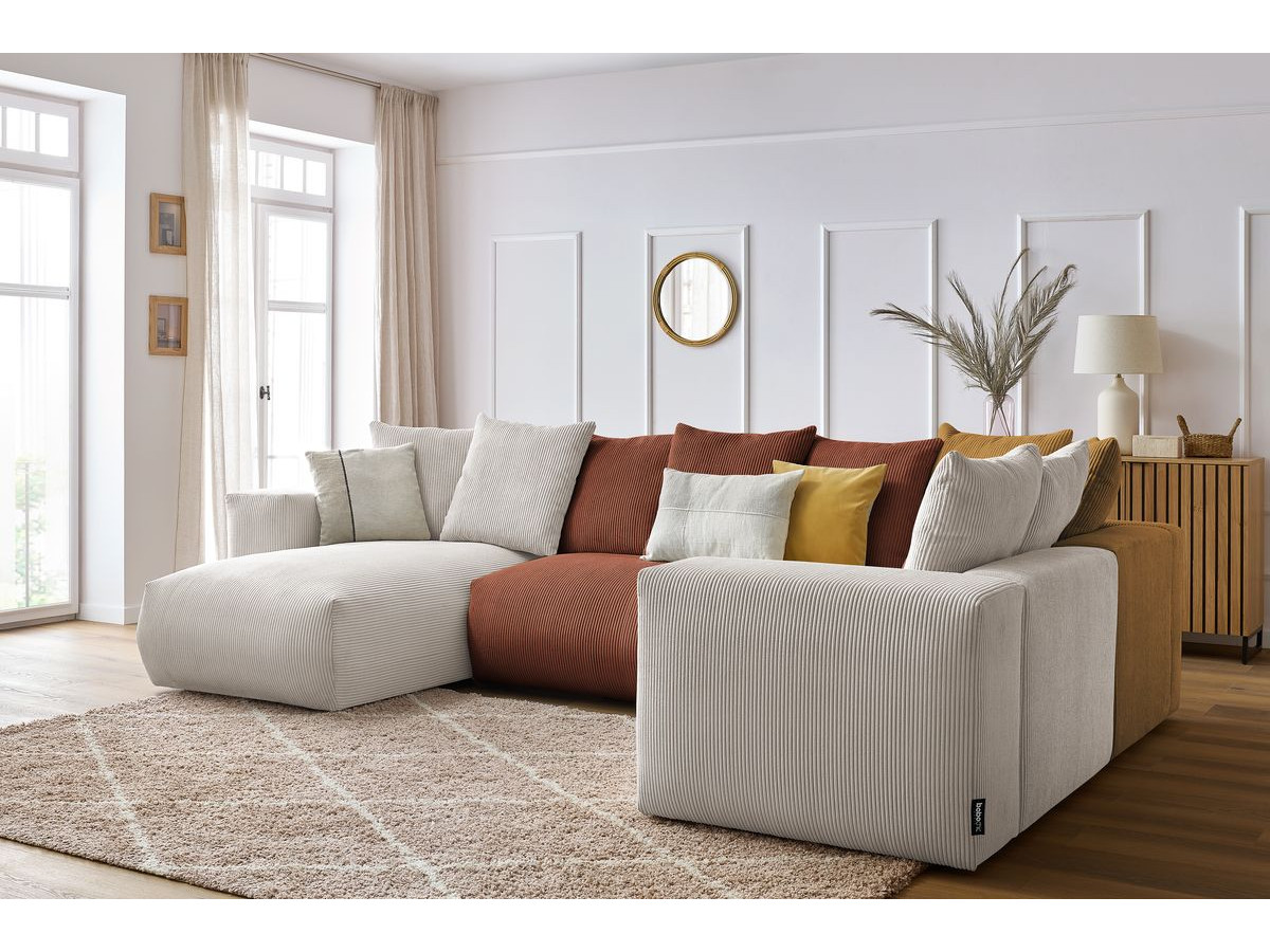 Bobochic Voltaire Wohnlandschaft 356 × 214 cm Cordsamt Mehrfarbig Ecke links