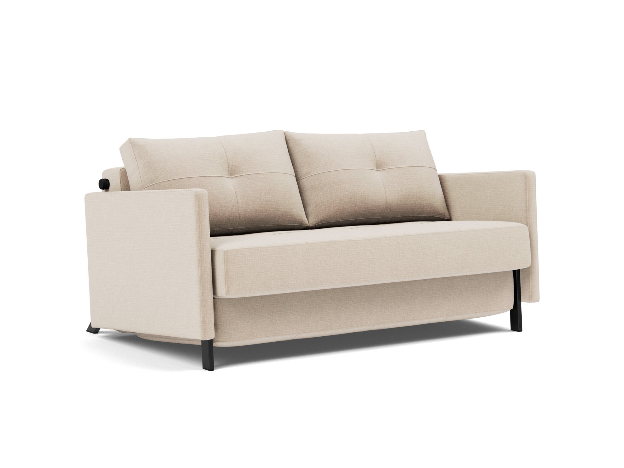 Schlafsofa Cubed mit Armlehnen 140 Chenille Esina 410-Almond-Beige