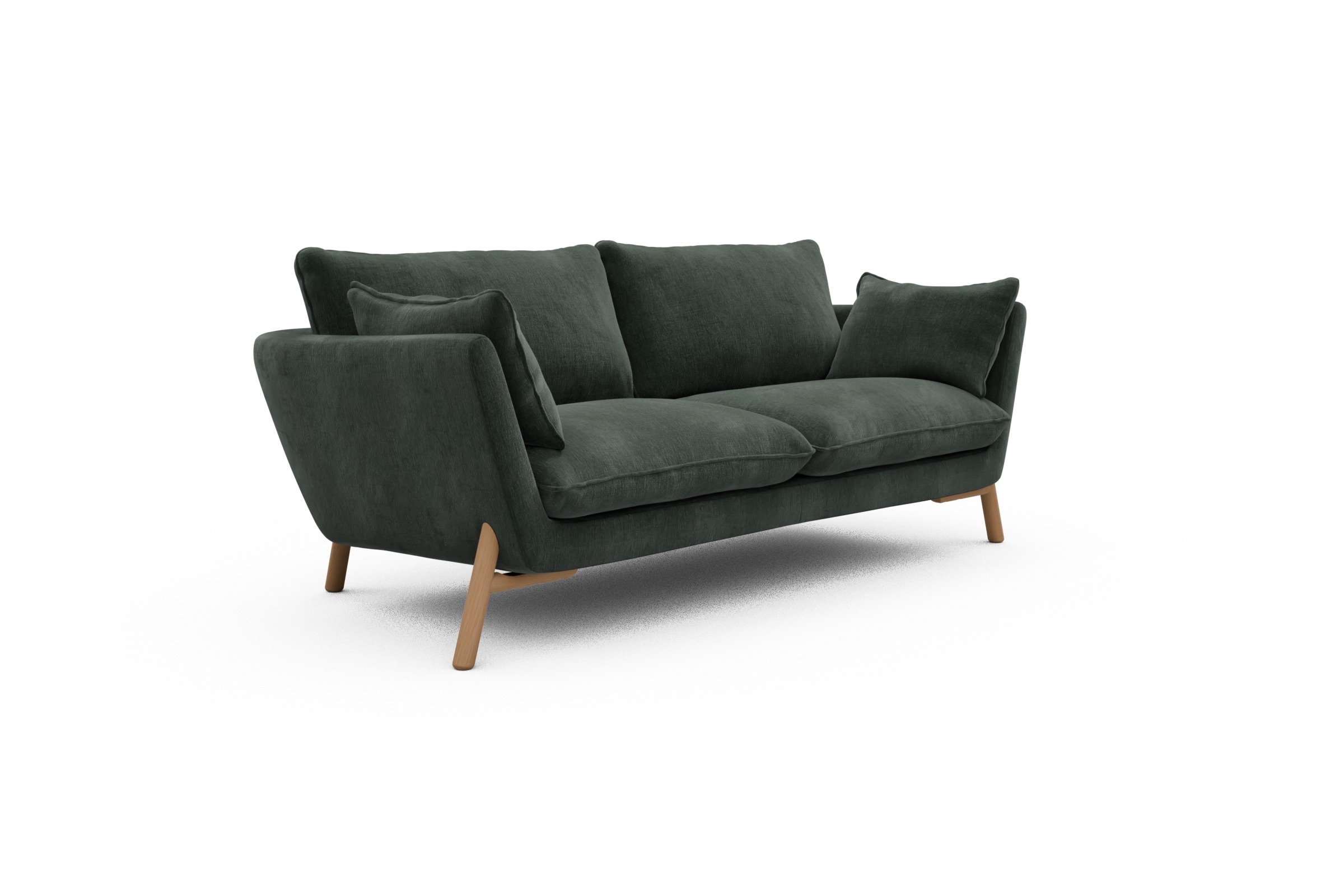 Sofa Emil 2-Sitzer Beinfarbe Eiche Natur Smooth-Laurel-Green