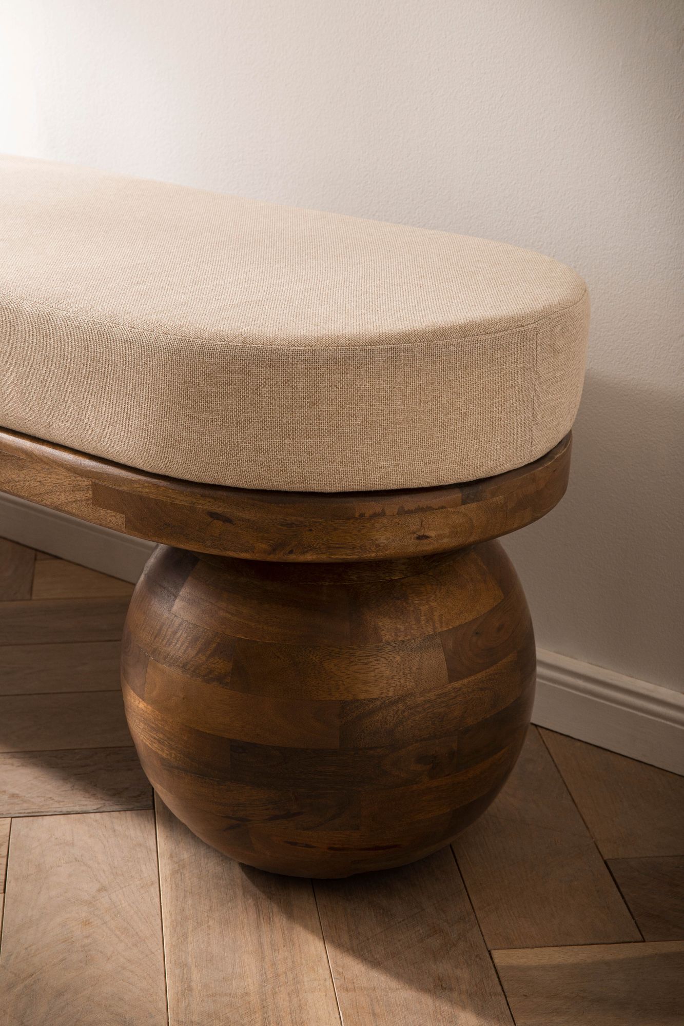 Sitzbank Moldjord Polster Stoff Beige 140 × 40 × 47 cm