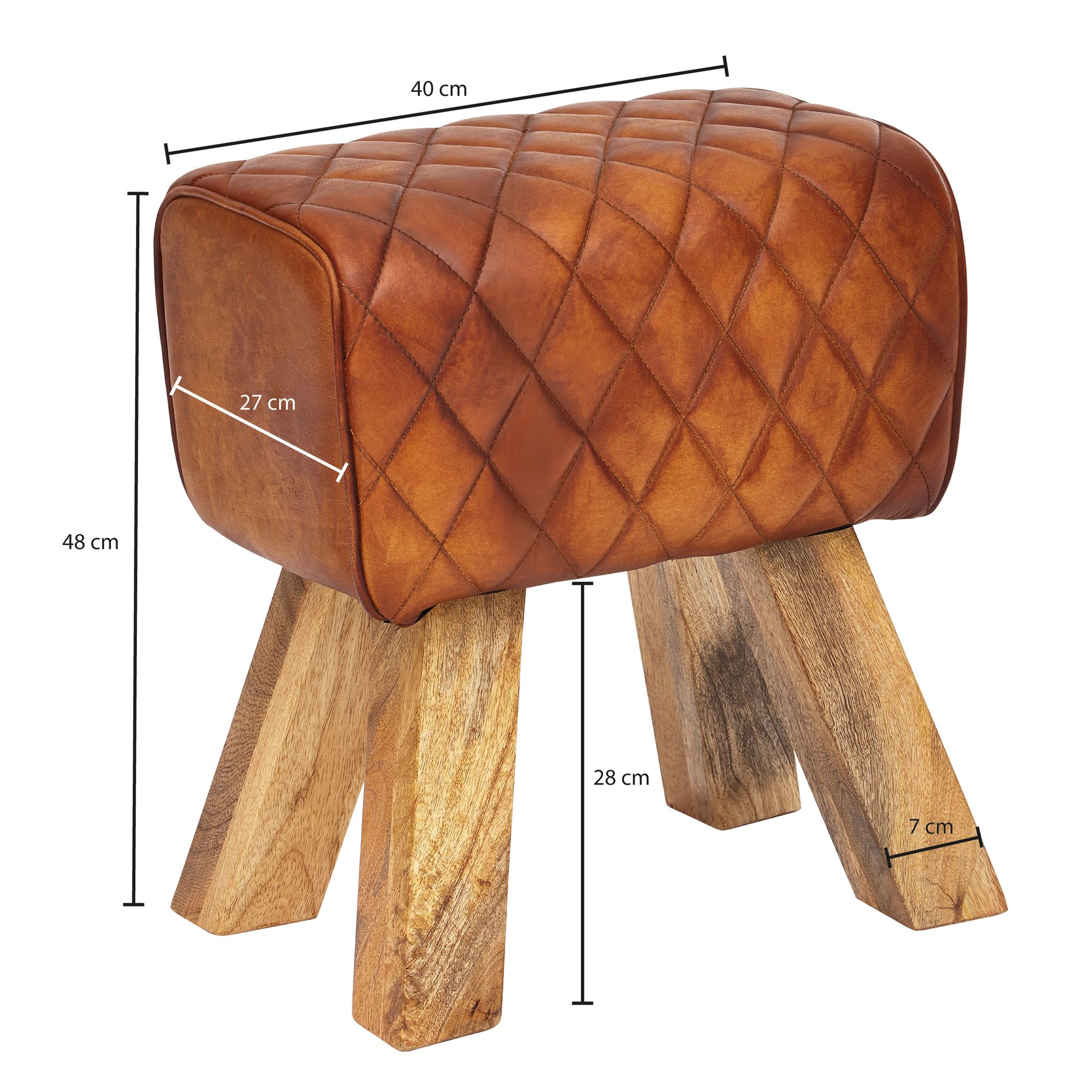 Sitzhocker Tureby Echtleder Braun 40 × 27 × 48 cm