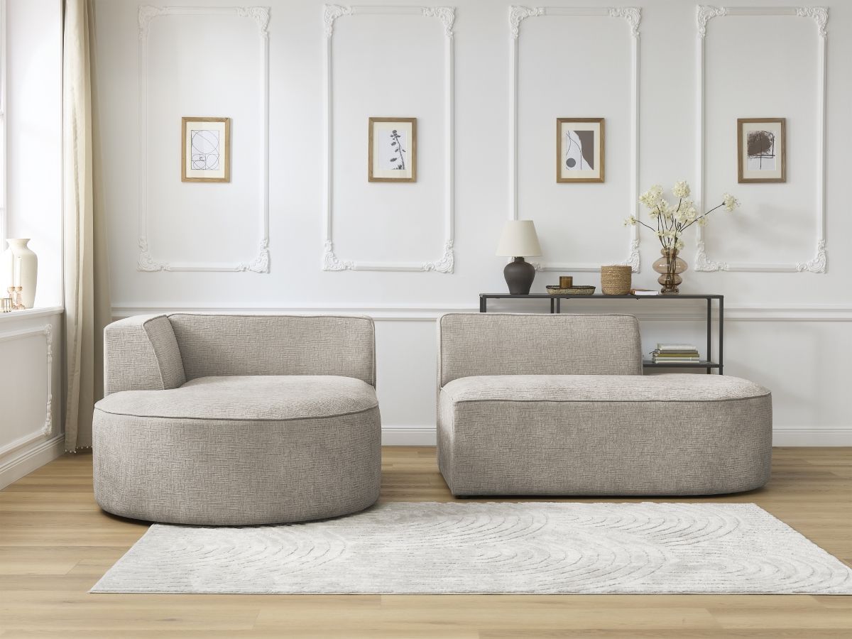 Bobochic Rousseau Ecksofa Strukturstoff Beige Ecke links