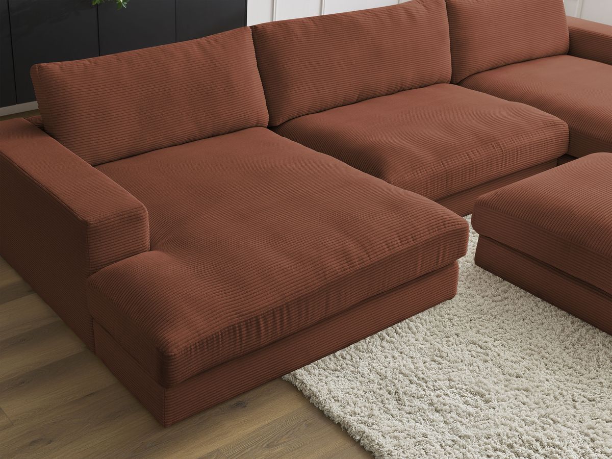 Bobochic Leonard Wohnlandschaft mit Pouf 404 × 159 cm Cordsamt Orange