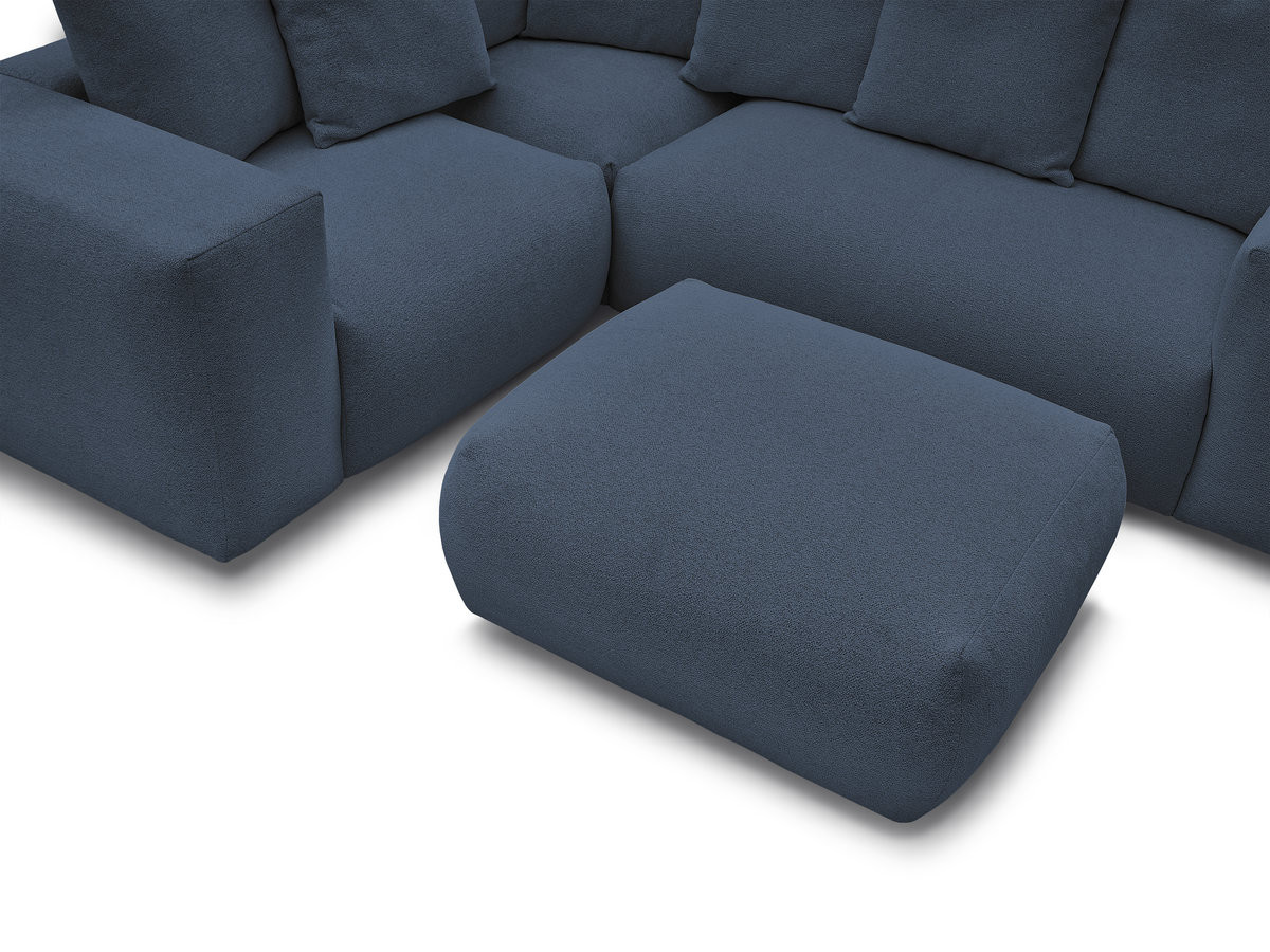 Bobochic Voltaire Ecksofa mit Pouf 268 × 214 cm Melange-Stoff Dunkelblau Ecke links