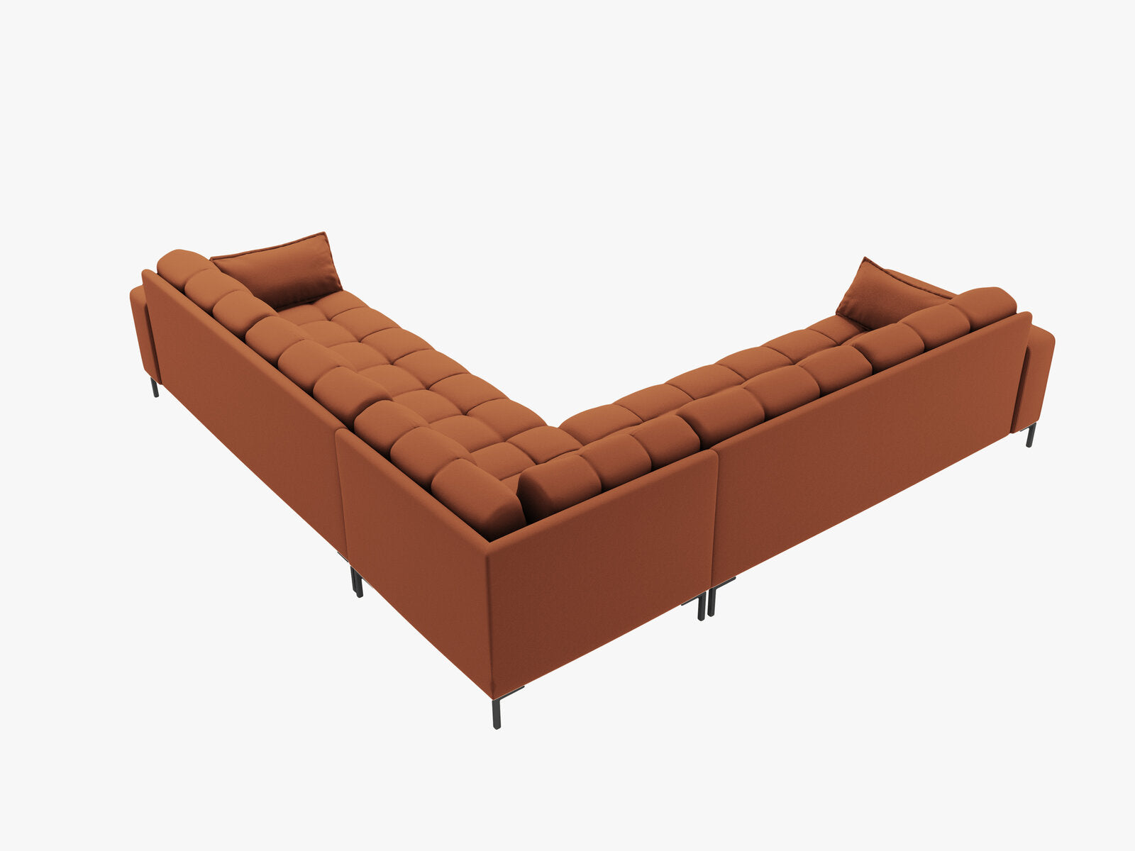 Micadoni Symmetrisches Ecksofa Mamaia 6-Sitzer Strukturierter Stoff Neve Ziegel schwarze Beine