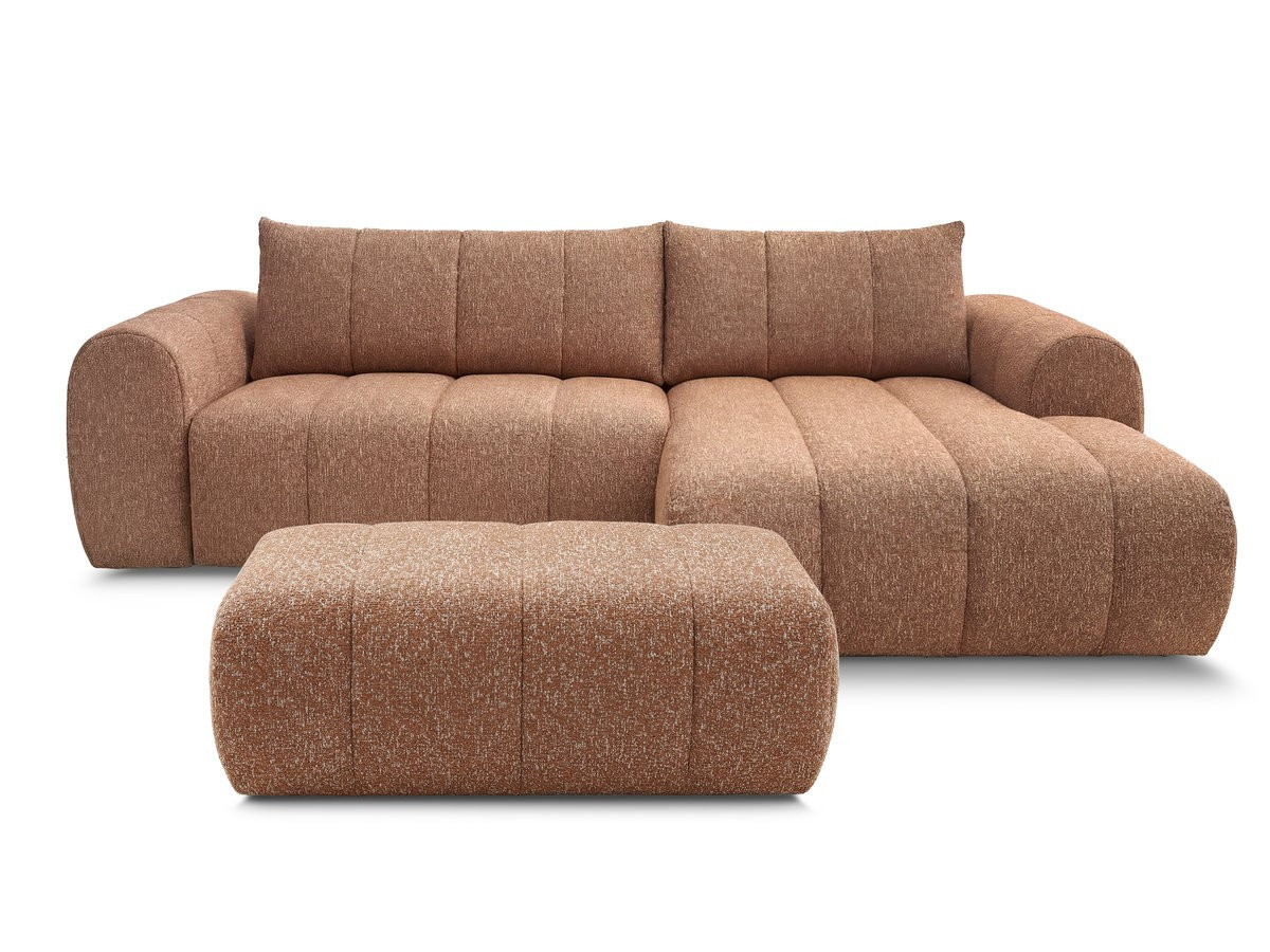 Bobochic Nesty Ecksofa 272 cm mit Pouf Melange-Stoff Orange Ecke rechts