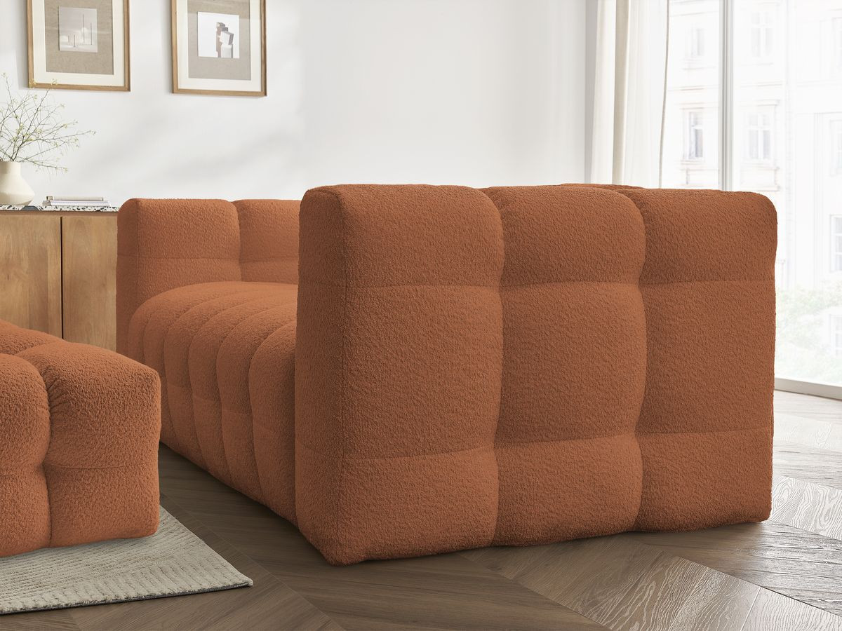 Bobochic Cloud Schlafsofa 3-Sitzer mit Pouf Bouclé-Stoff Orange