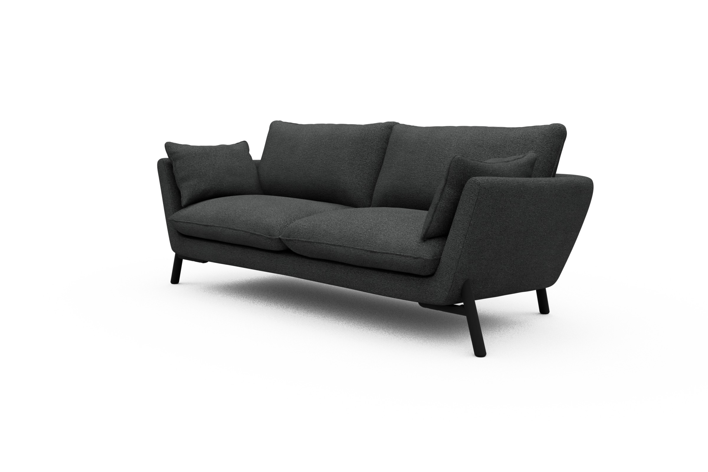 Sofa Emil 3-Sitzer Beinfarbe Eiche Schwarz Boucle-Charcoal
