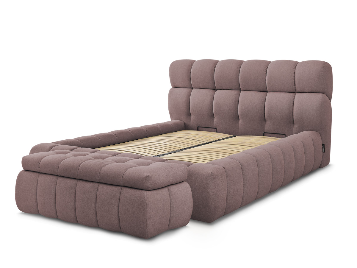 Bobochic Mont-blanc Polsterbett mit Bettkasten mit Bettbank Stoff Rosa, Liegefläche 140 × 190 cm