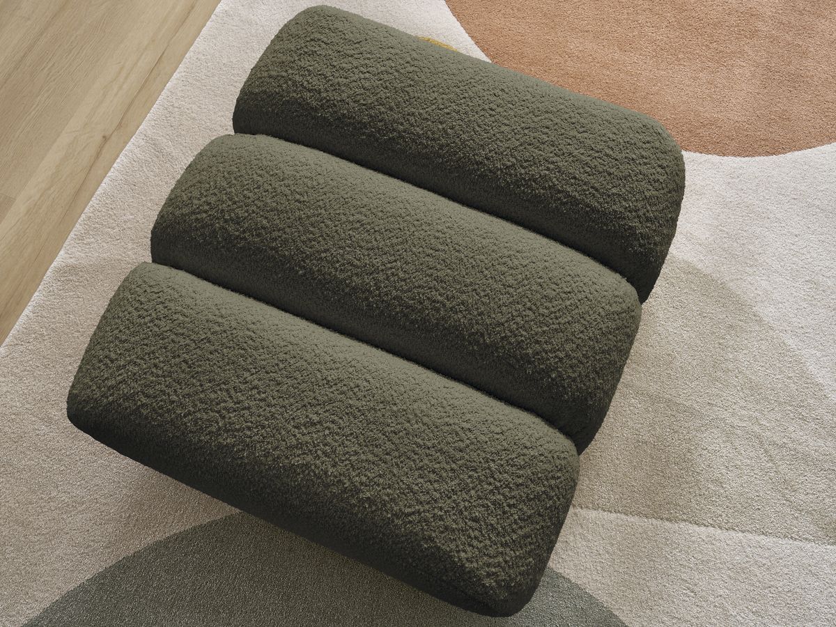 Bobochic Talia Pouf Bouclé-Stoff Grün