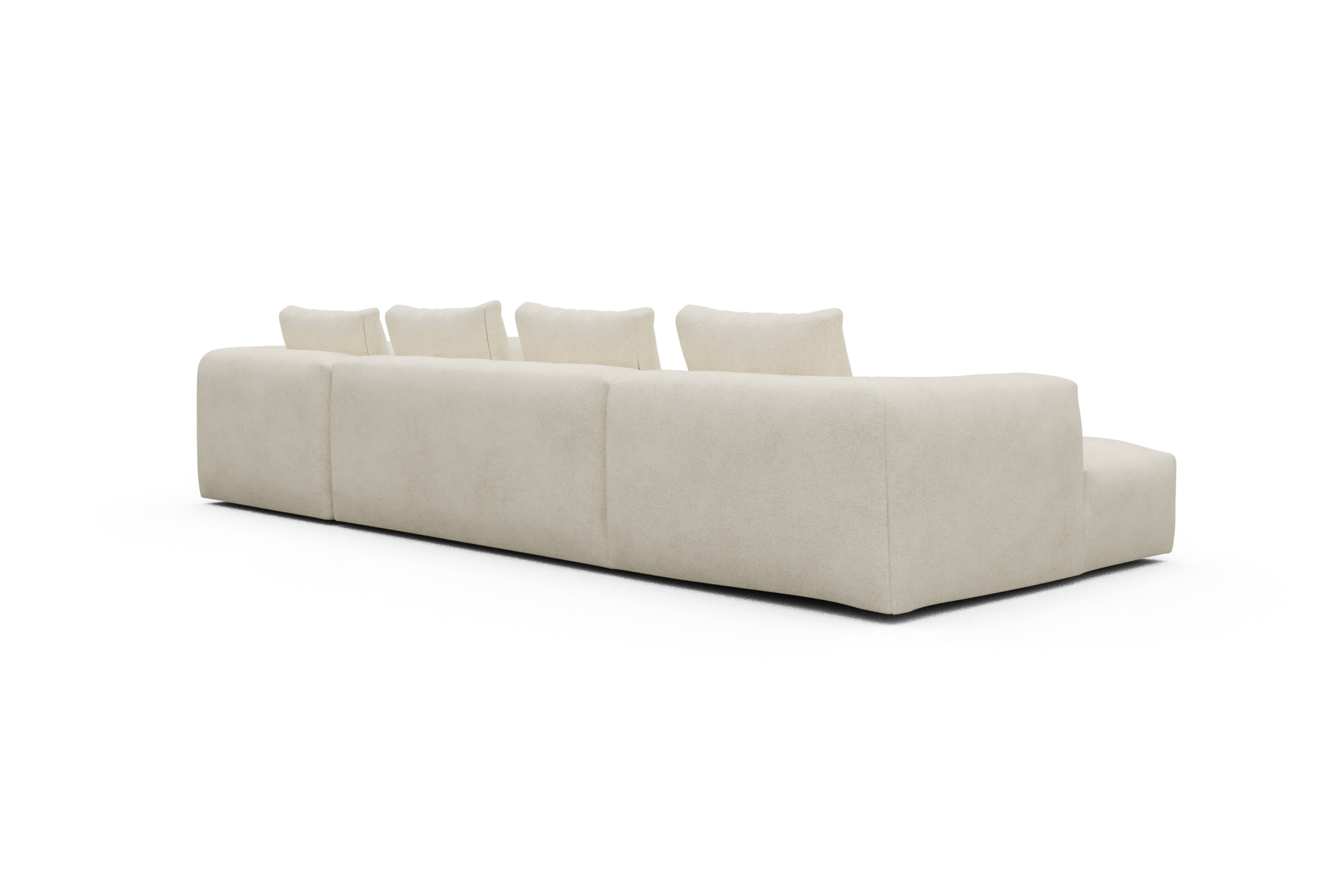 Wohnlandschaft Fred Chaiselongue links mit 2-Sitzer und lange Armlehne rechts Boucle-Off-White