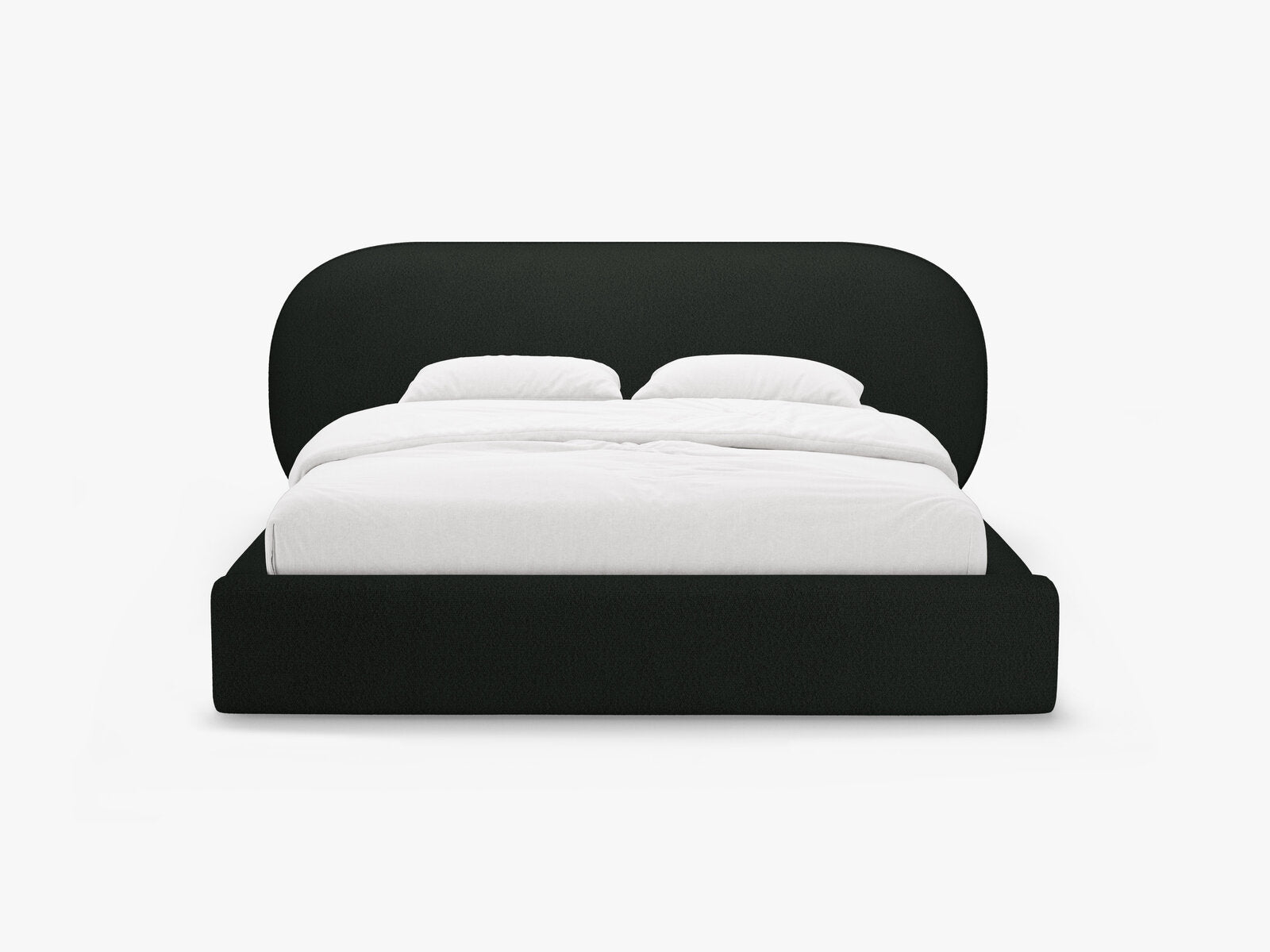 Micadoni Stauraumbett mit Kopfteil Ovalo Boucle Baloo Schwarz 160x200