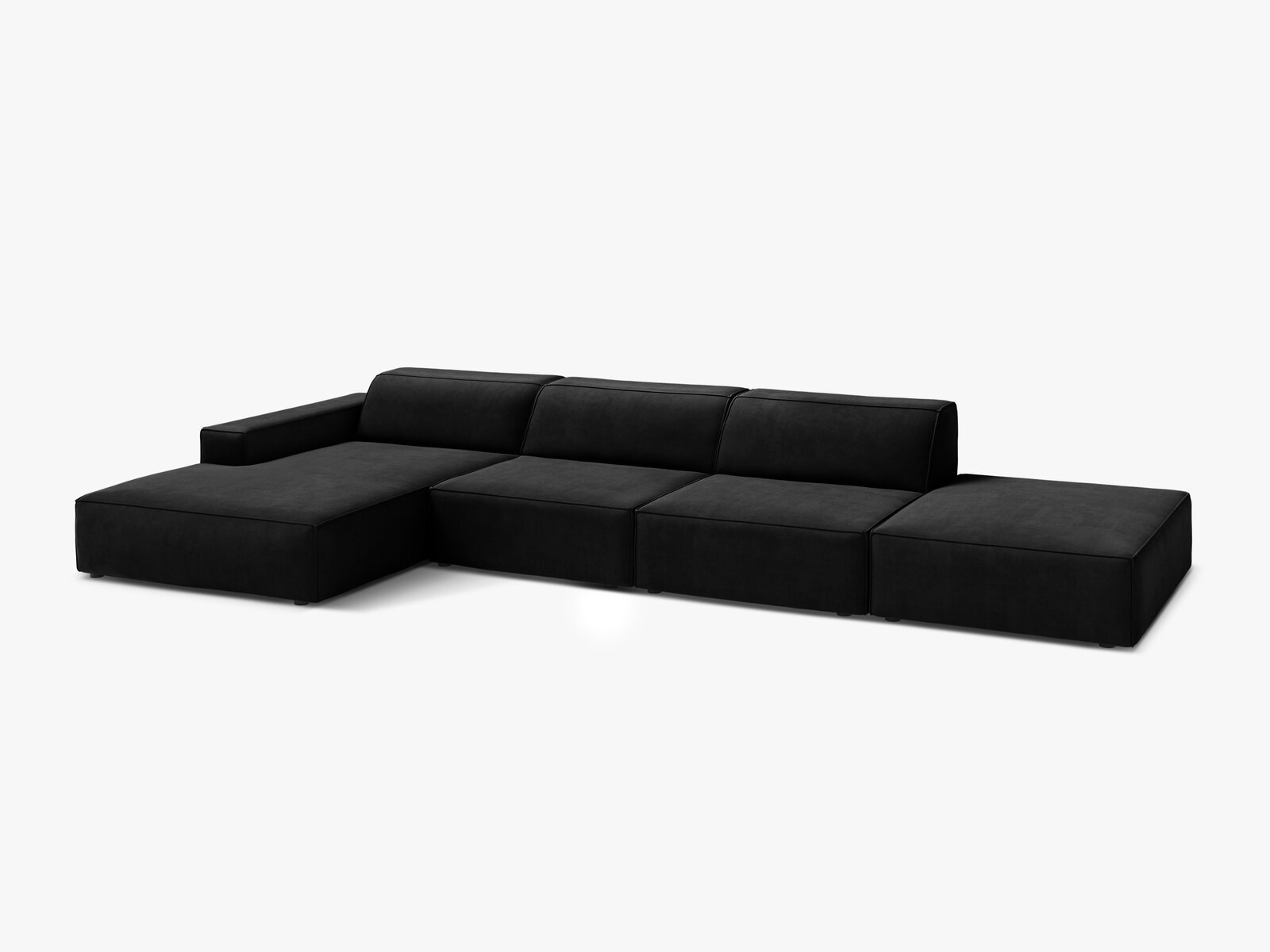 Micadoni Ecksofa Jodie 5-Sitzer Samt Venus Schwarz Links