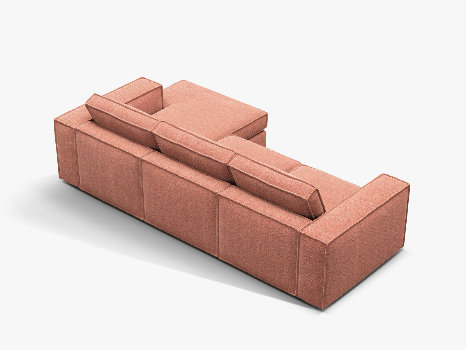 Micadoni modulares Ecksofa Pola 3-Sitzer Rechts Strukturierter Stoff Babel Rot