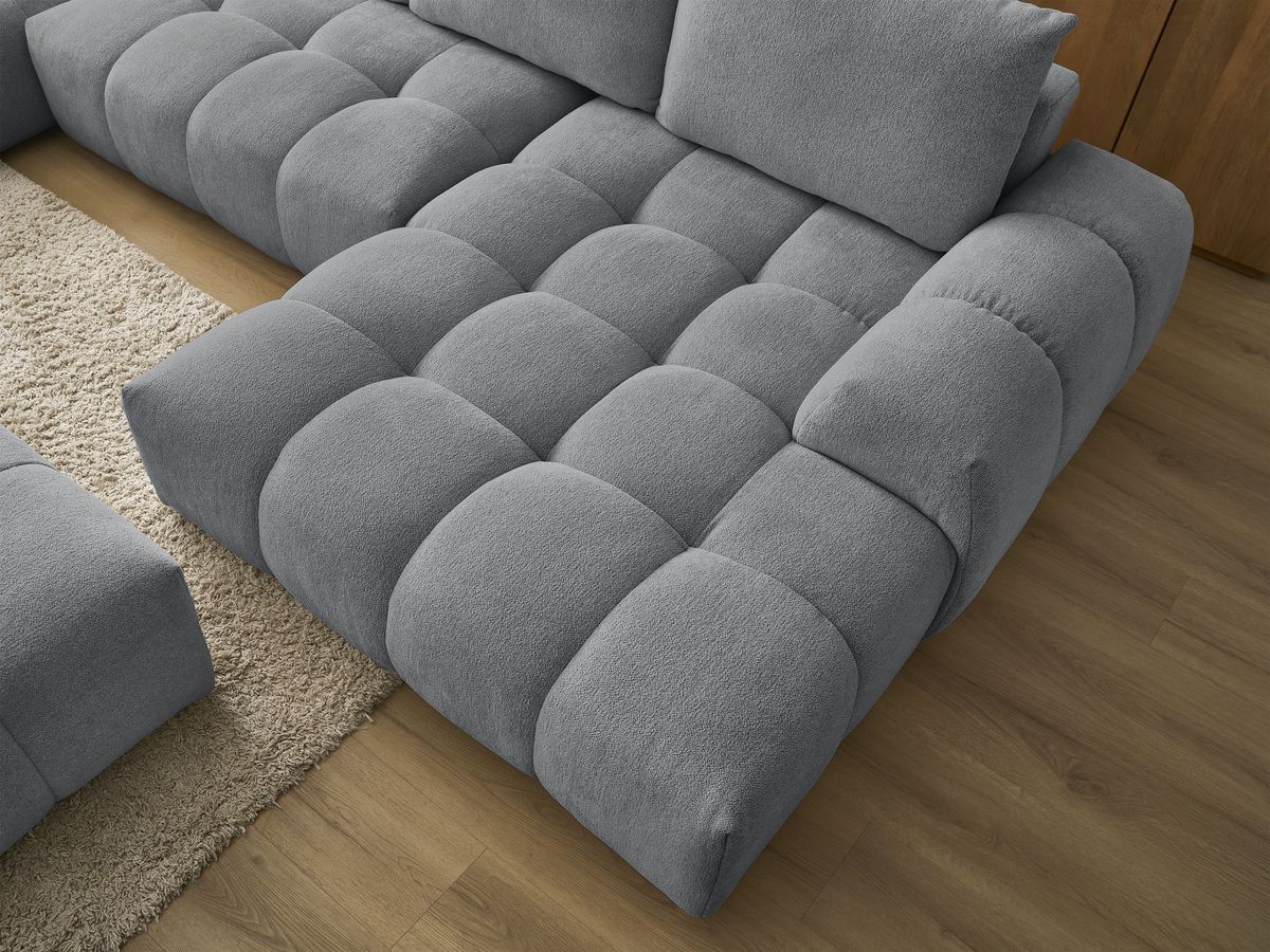Bobochic Everest Wohnlandschaft mit Pouf, 6 Kissen Melange-Stoff Dunkelgrau Ecke rechts