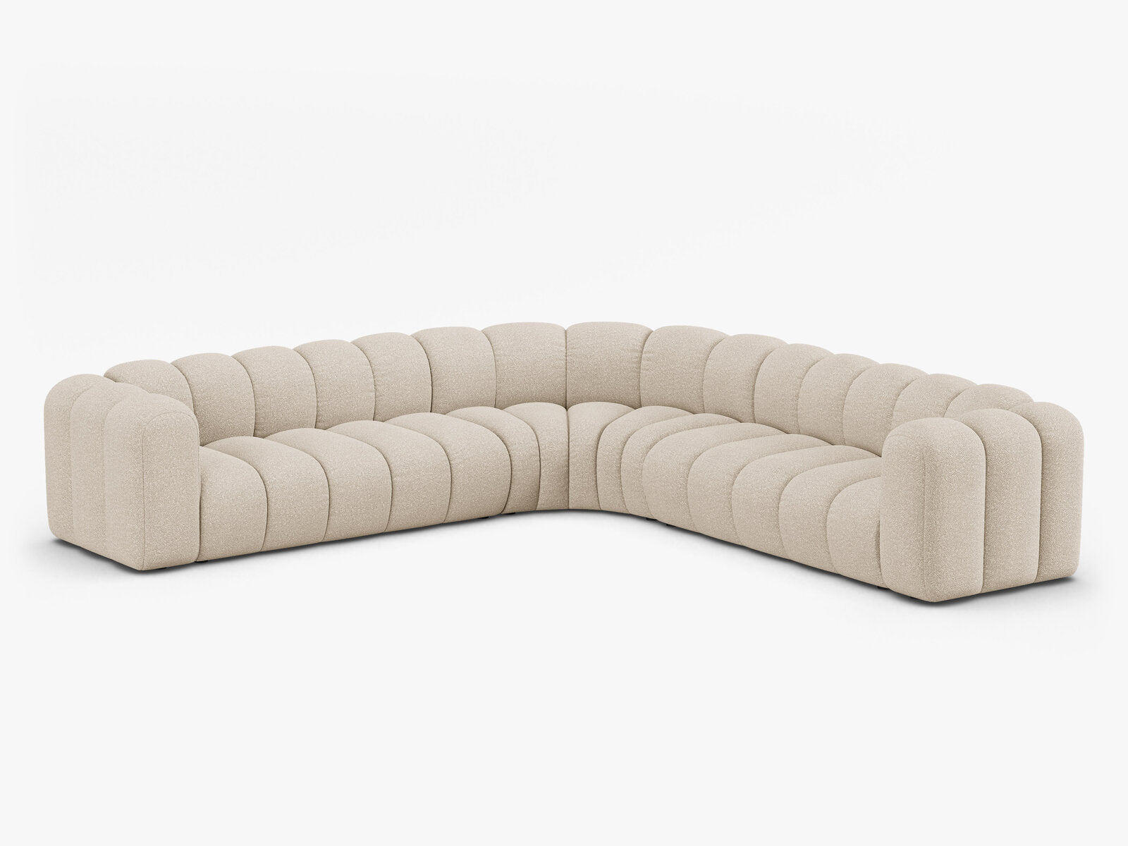 Micadoni symmetrisches Ecksofa Lupine 5-Sitzer Boucle Baloo Beige