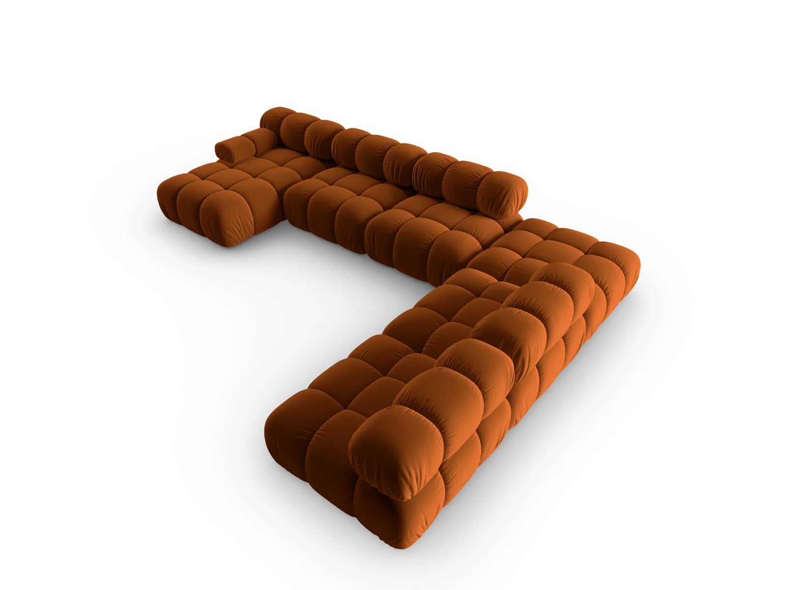 Micadoni Modulares Panorama Ecksofa Bellis 7-Sitzer Rechts Samt Bluvel Terrakotta