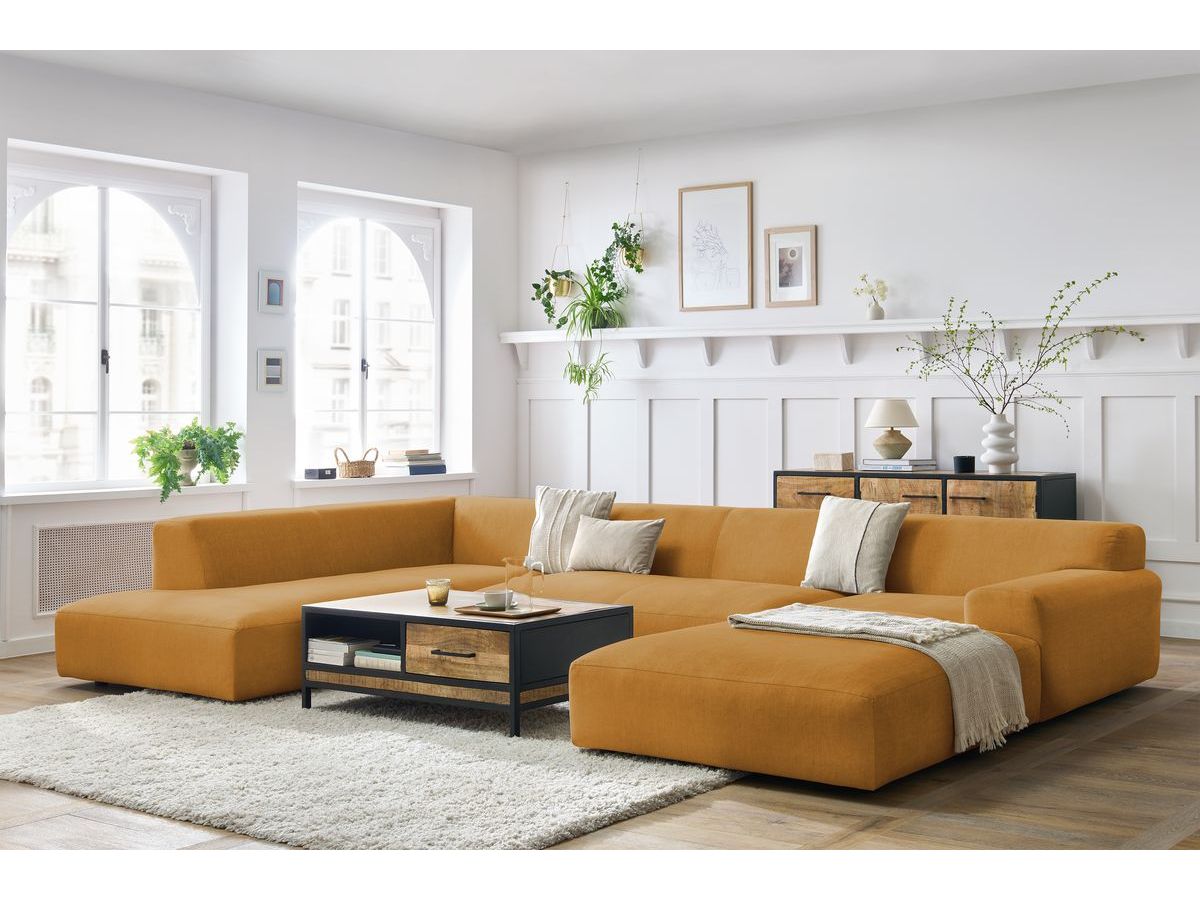 Bobochic Lavena Wohnlandschaft 399 × 220 cm Samt Gelb Ecke rechts
