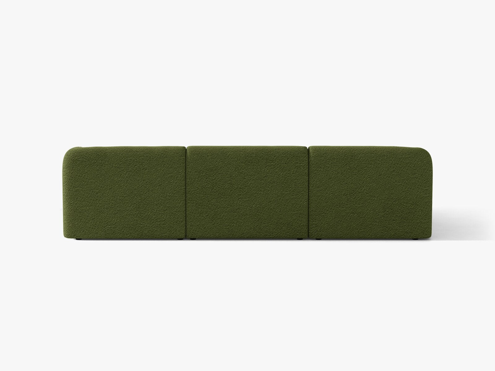 Micadoni Ecksofa Miley 4-Sitzer Links Boucle Baloo Dunkel-Olivgrün