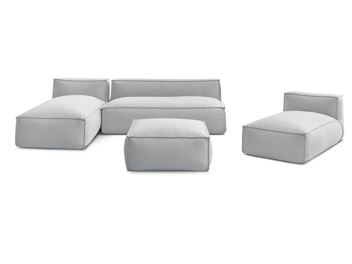 Bobochic Biarritz Gartensofa 4-Sitzer mit Pouf 332 × 168 cm Melange-Stoff Grau