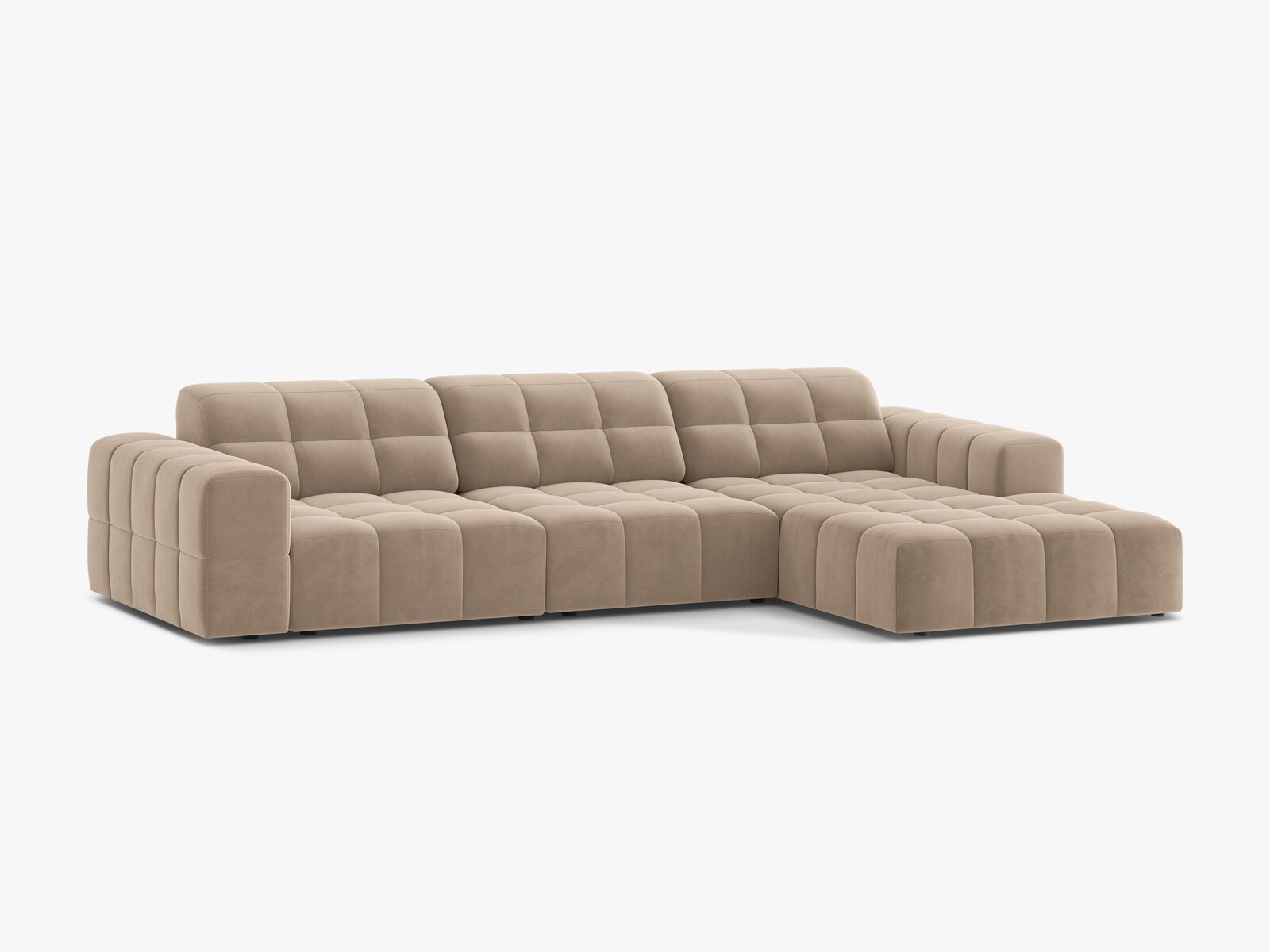 Micadoni Ecksofa Jennifer 4-Sitzer Samt Venus Beige Rechts