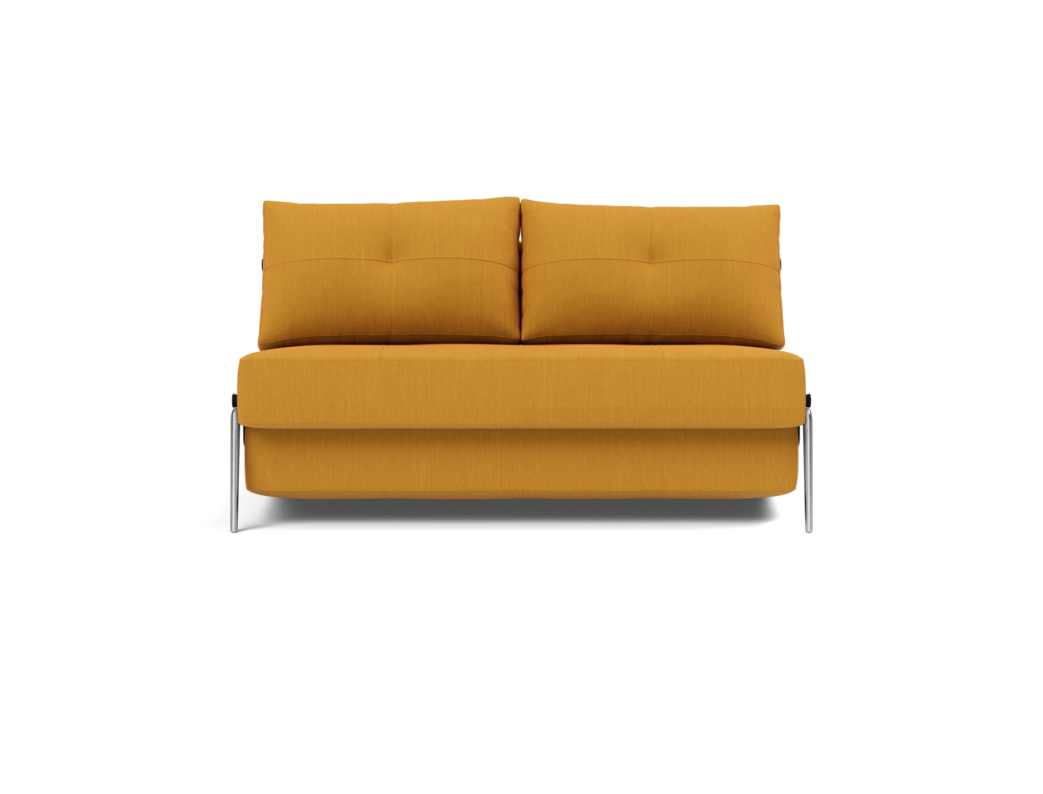 Schlafsofa Cubed 140 Flachgewebe Elegance 507-Burned-Curry Beine Aluminium