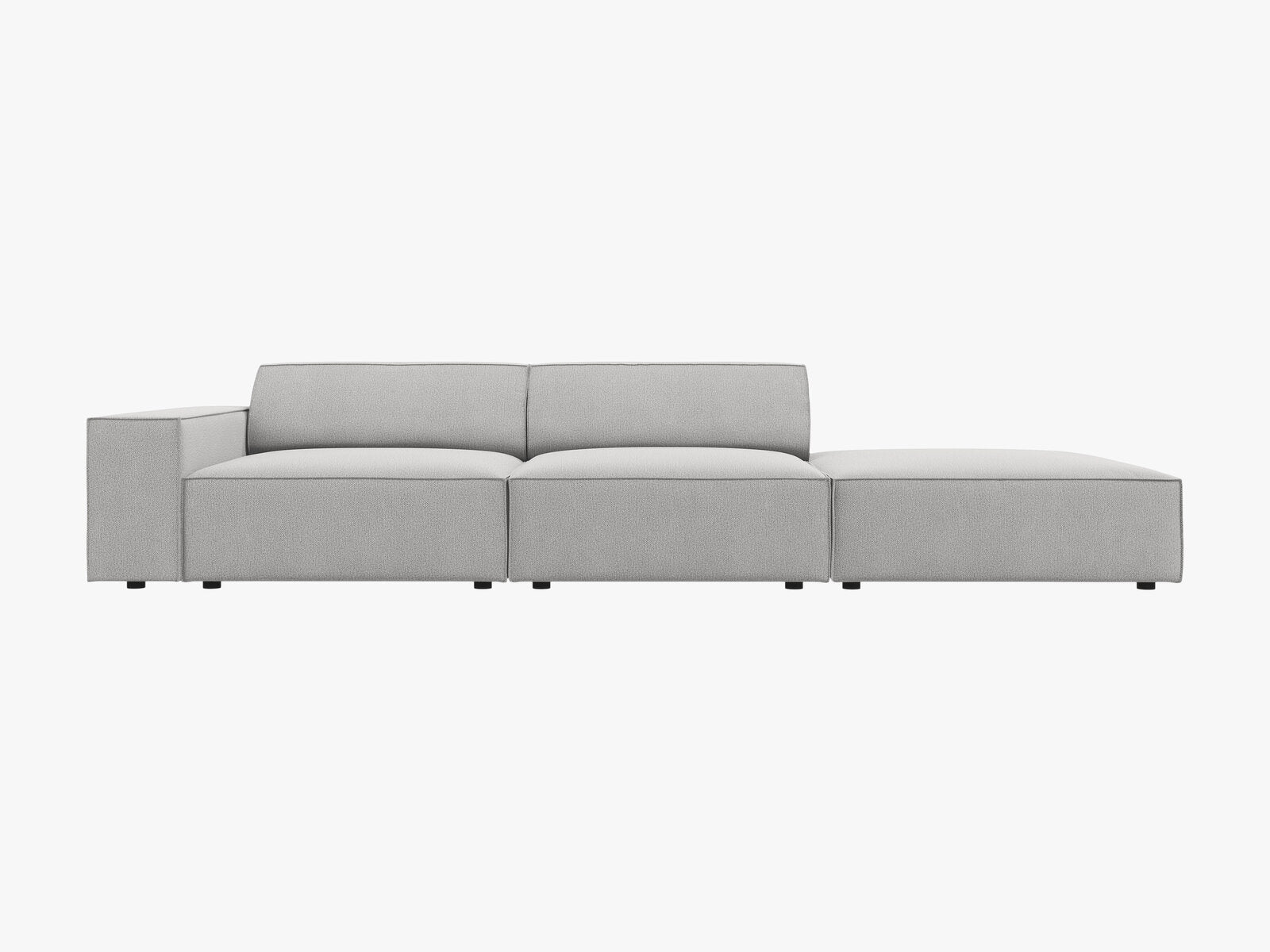 Micadoni Sofa Jodie 3-Sitzer Rechts Strukturierter Stoff Megan Hellgrau