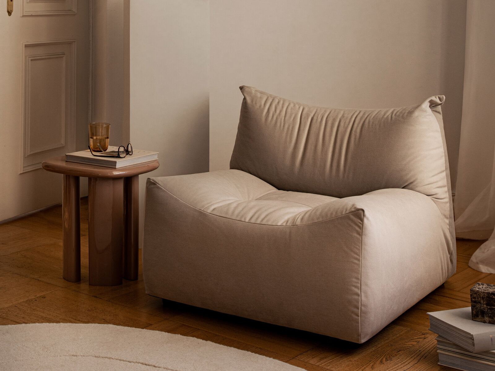 Micadoni Sessel Tove Strukturierter Stoff Boston Helles Beige