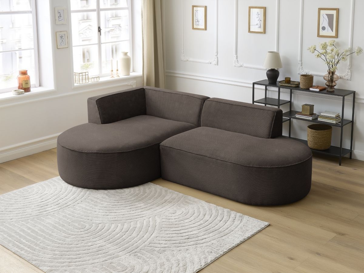 Bobochic Rousseau Ecksofa Cordsamt Braun Ecke links