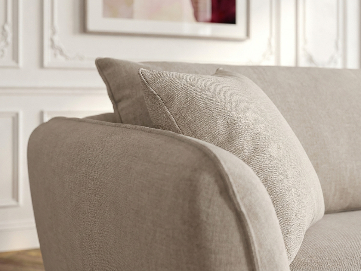 Bobochic Luigi Ecksofa mit Pouf Strukturstoff Beige Ecke rechts